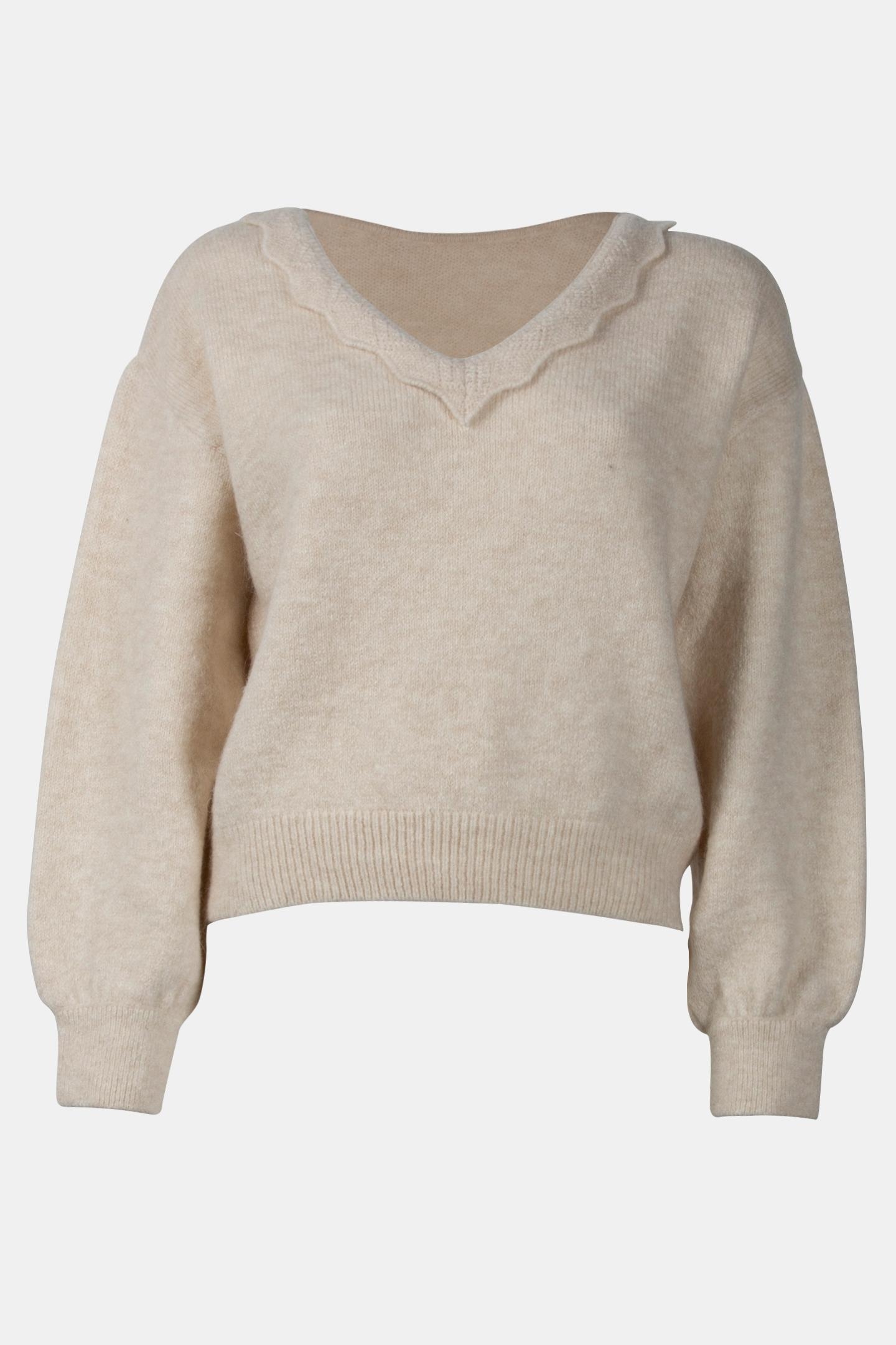 TZAR - IVORY KNIT SWEATER WITH LACE COLLAR, REVERSIBLE FRONT 4