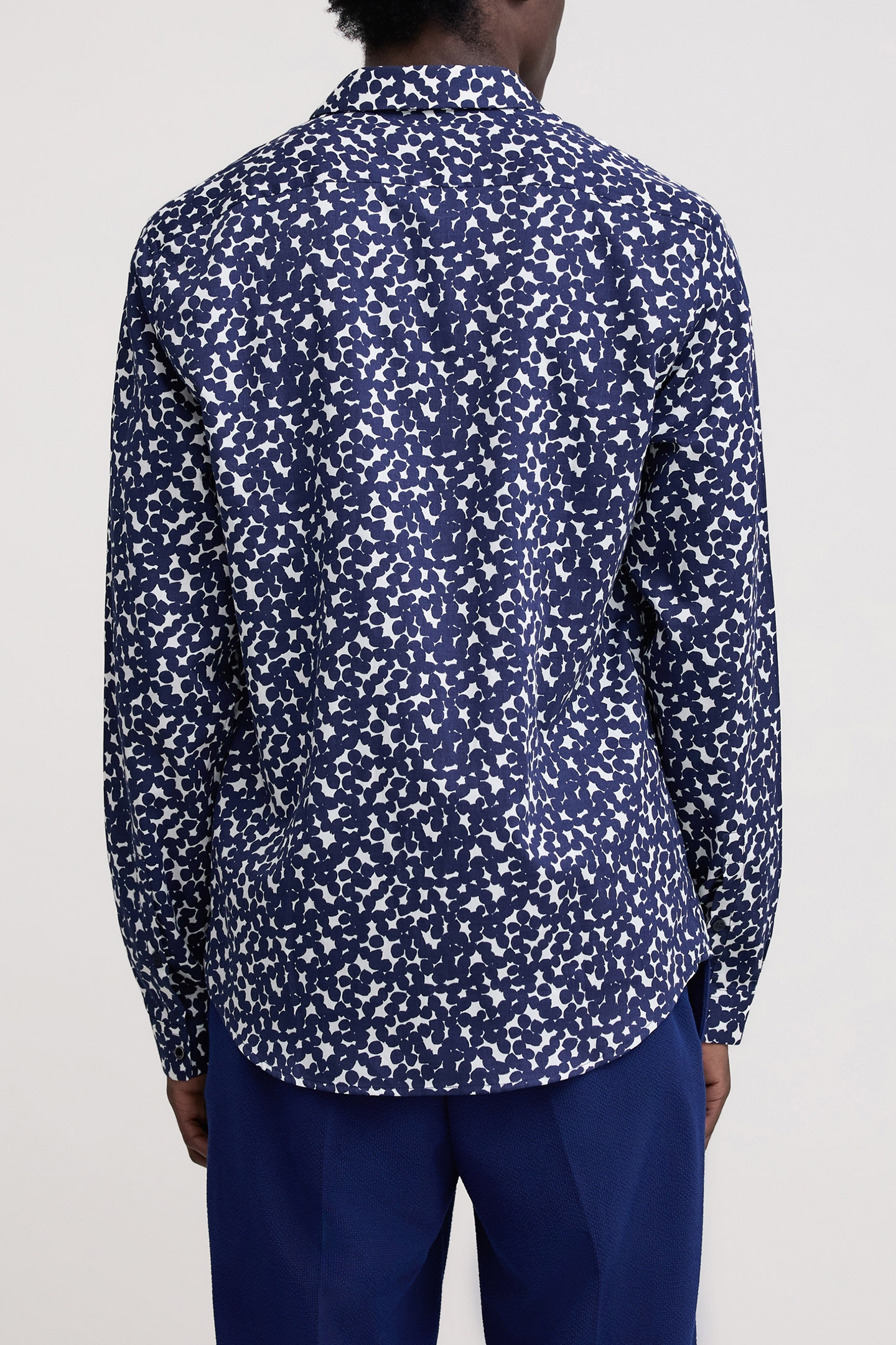 SLIM NAVY POLKA DOT PRINT SHIRT NAVY 2