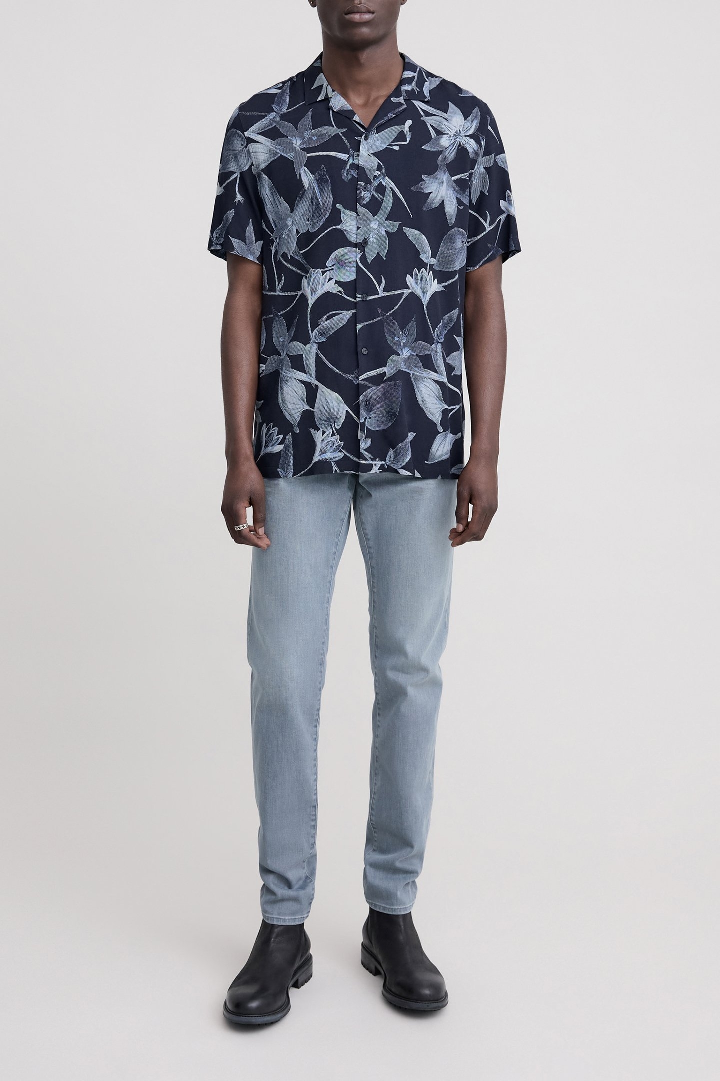 REGULAR INDIGO MAXI LEAF PRINT SHIRT INDIGO 3