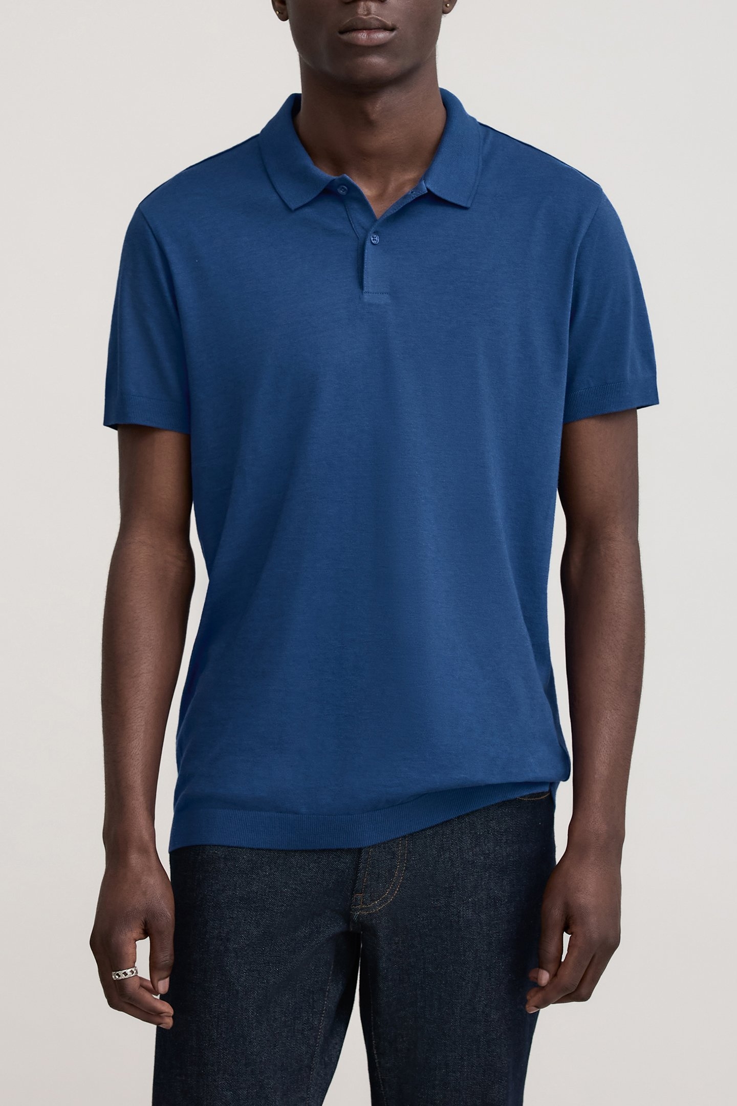 COBALT COTTON MODAL POLO SHIRT BLUE 1