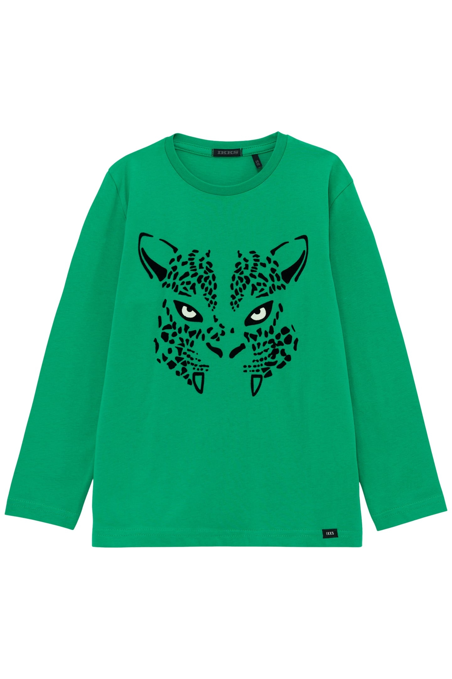 BOY'S GREEN ORGANIC COTTON GLOWING LEOPARD EYES T-SHIRT 1