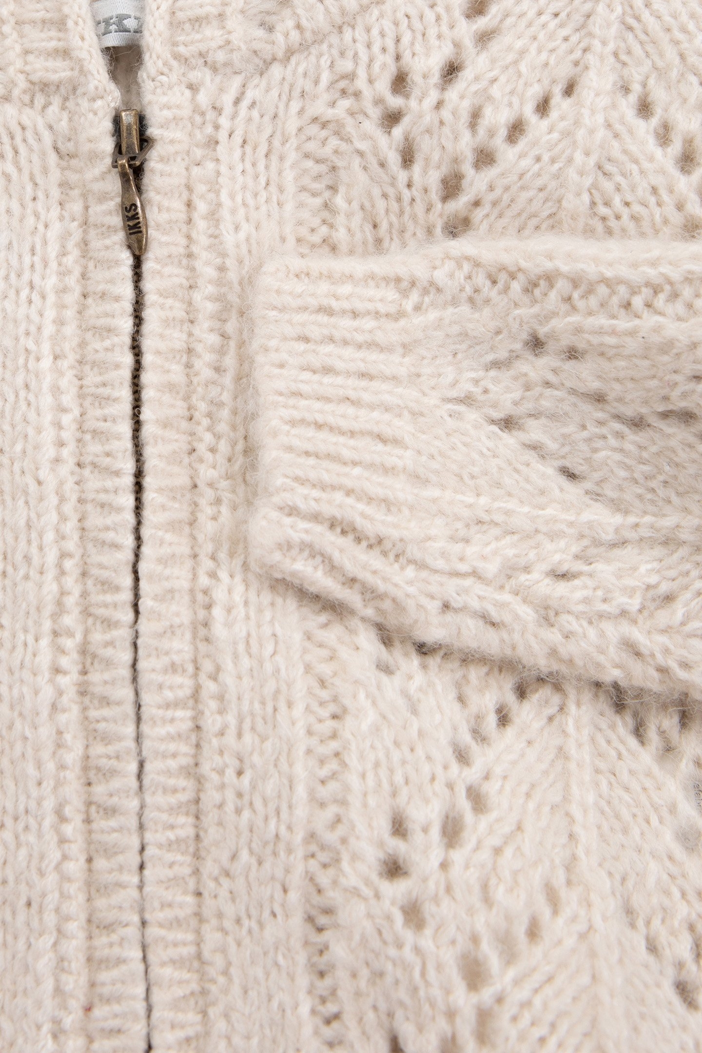 BEIGE ZIP-UP CARDIGAN, OPENWORK KNIT, BABY GIRL 5