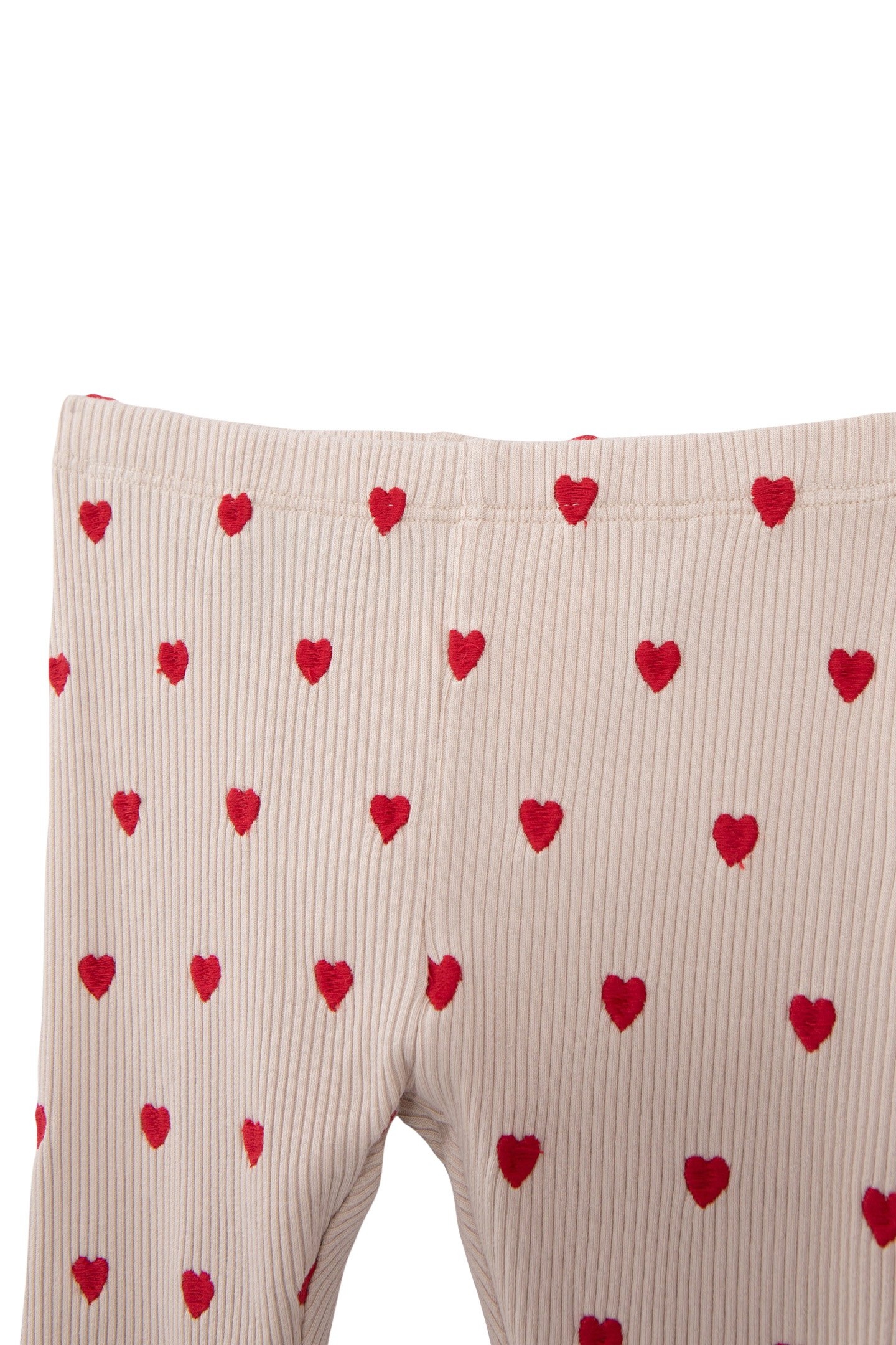 LEGGINGS ECRU EMBROIDERED HEARTS BABY GIRL 3