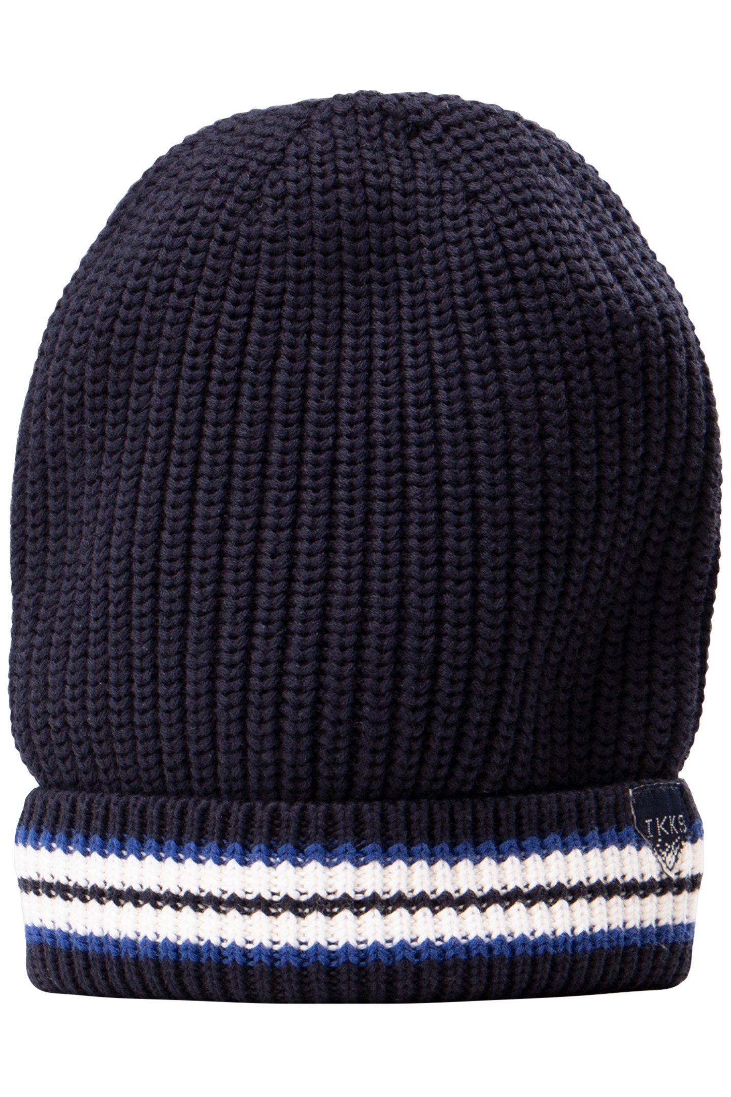 BABY BOY NAVY KNITTED HAT WITH STRIPES FILLING 4