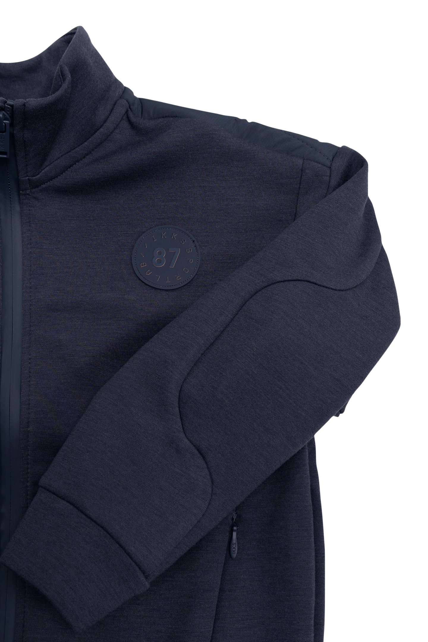 BOY'S GREY MIXED-FABRIC CARDIGAN WITH NYLON QUILTED BACK 3