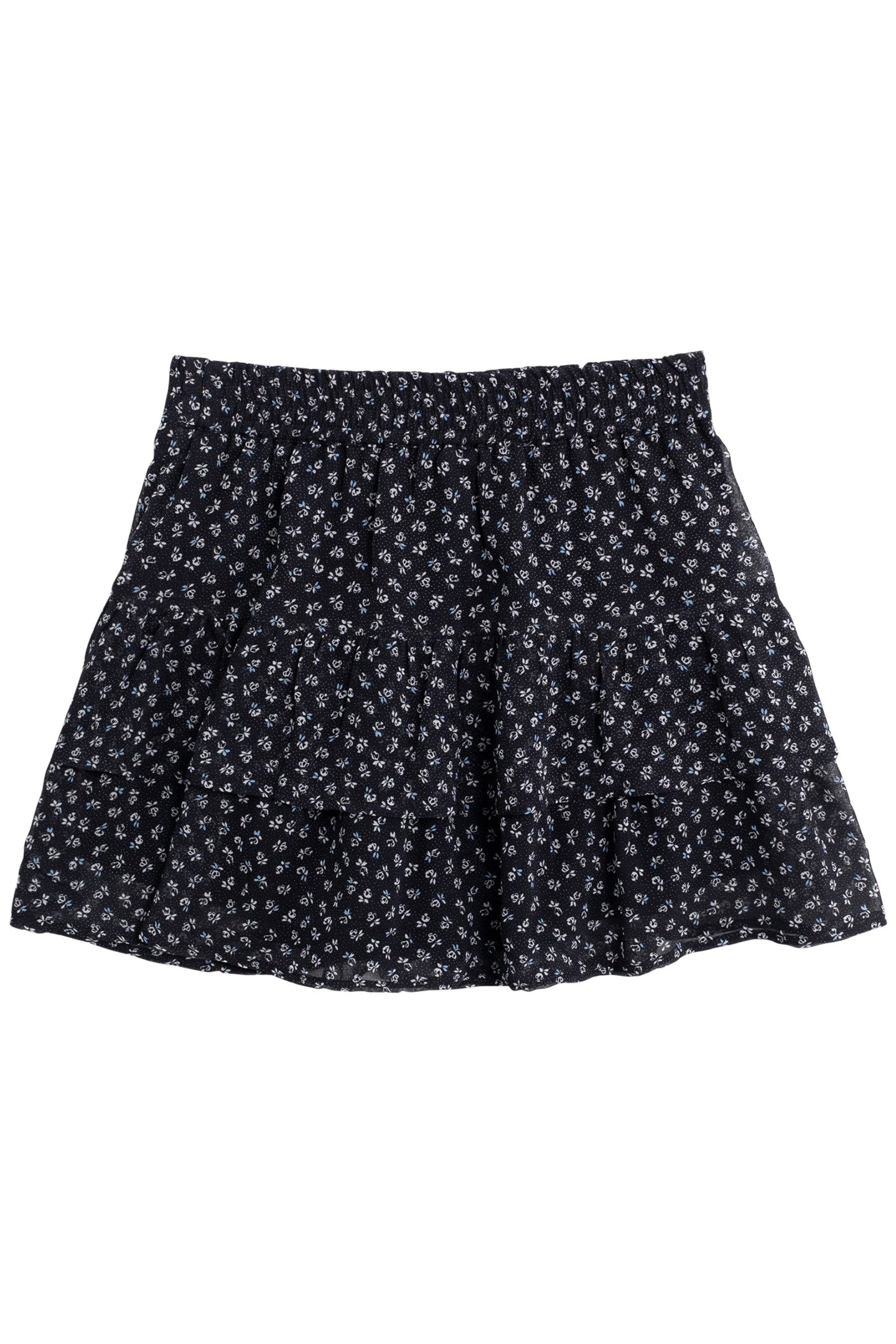 GIRL'S SHORT BLACK FLORAL-PRINT MICRO-POIS SKIRT 2