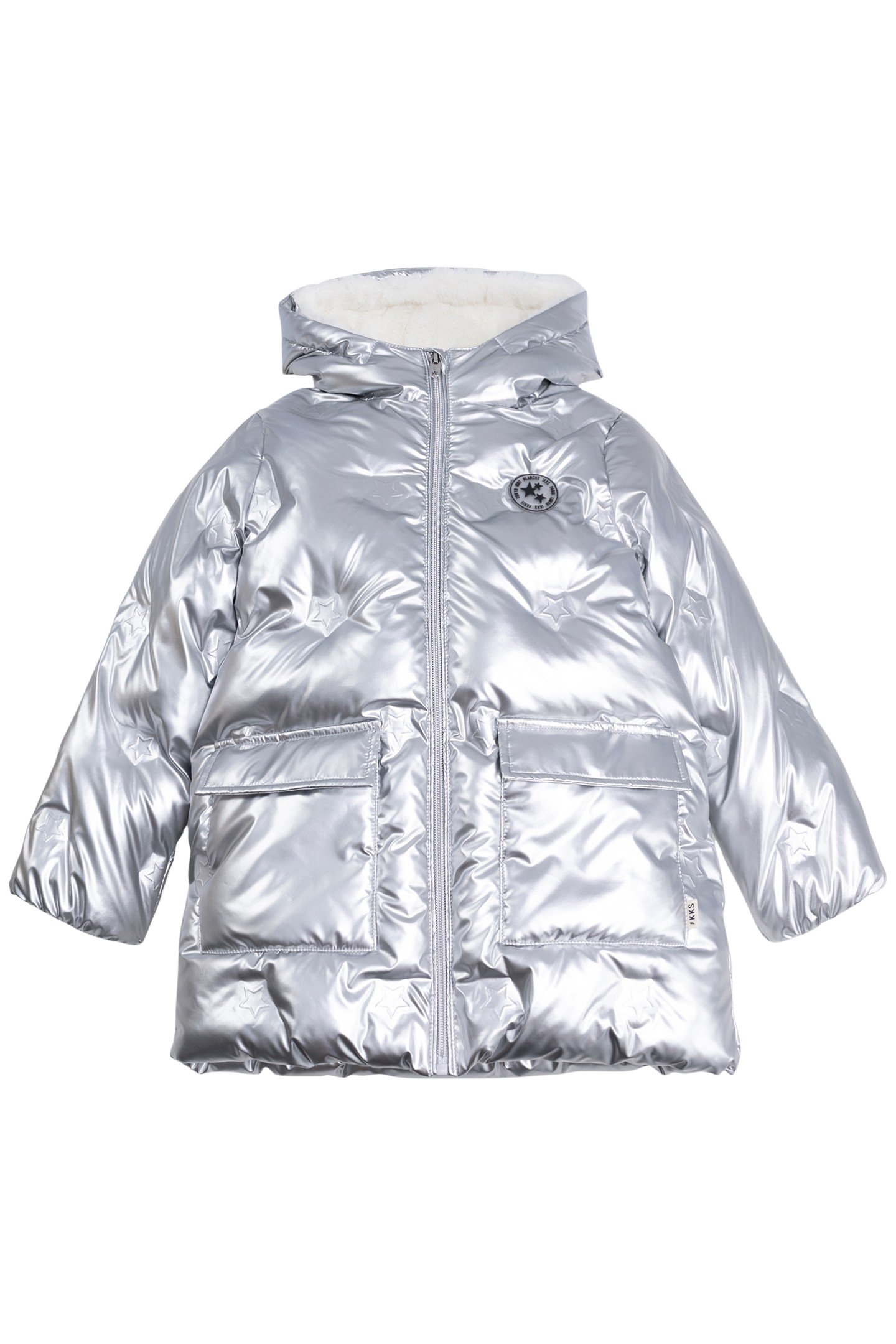 GIRL'S SILVER POLKA DOT HEAT-SEALED NYLON PADDED JACKET 3