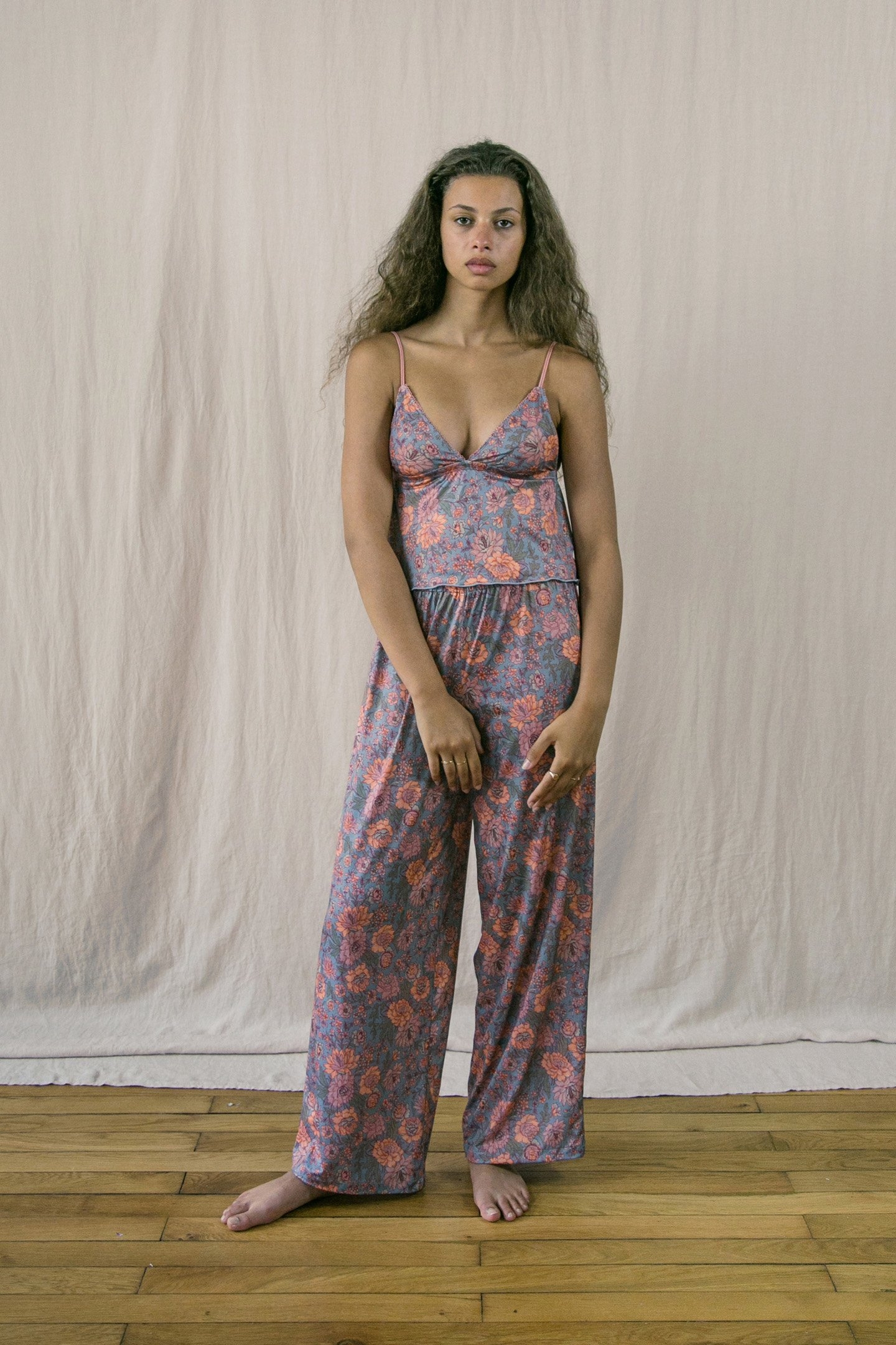 PAJAMAS TOP LOUCOUM BLUE GARDEN FLOWERS 1