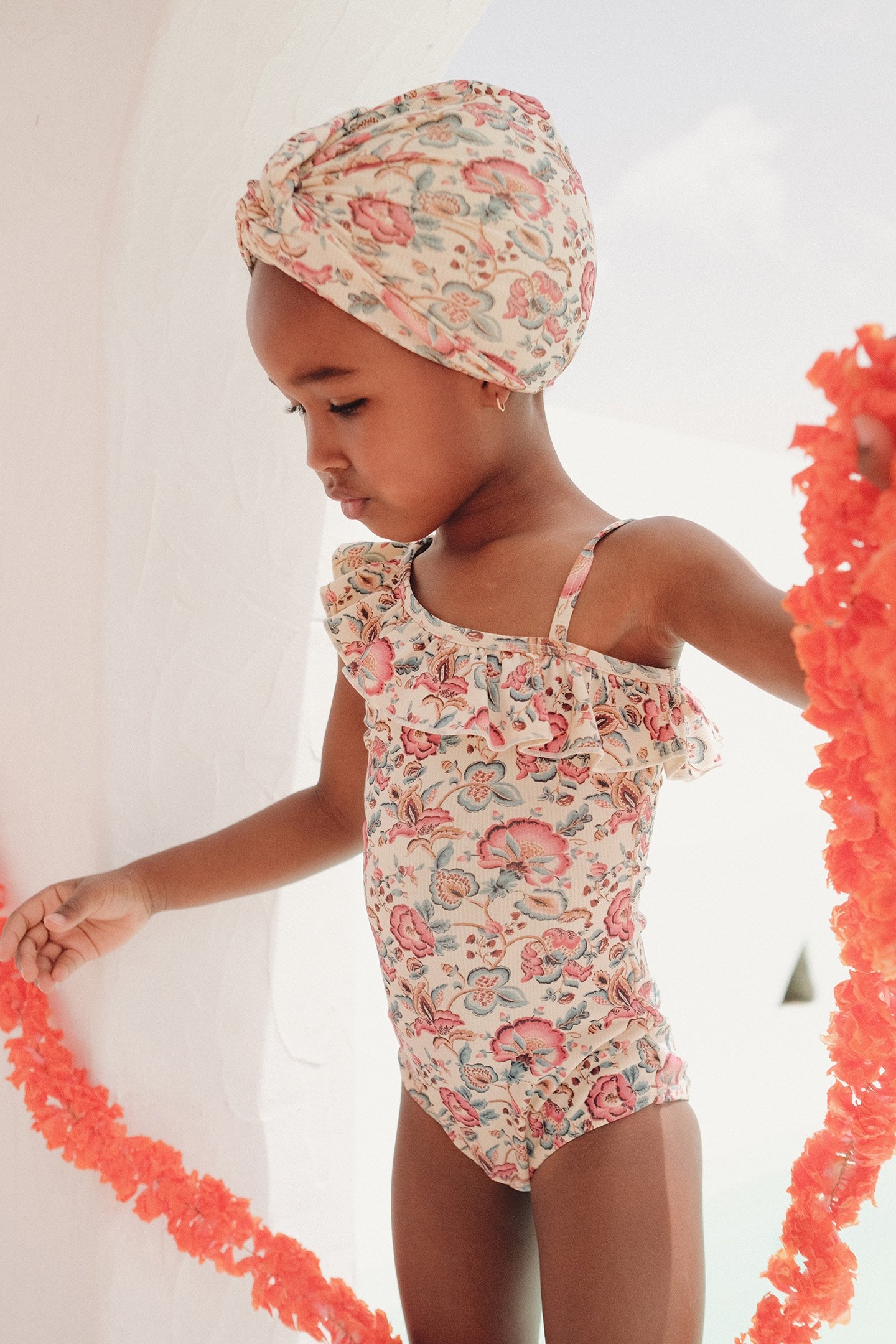 BATHING SUIT AUDREY CREAM INDIAN FLOWERS 3