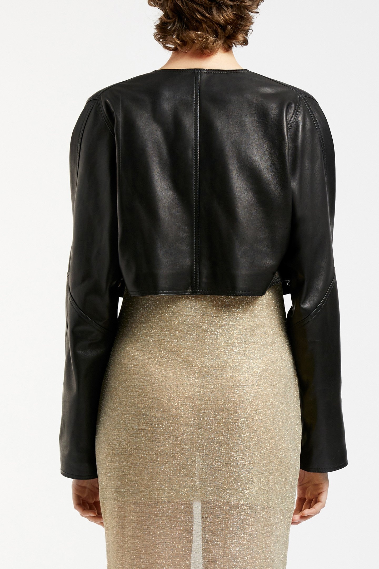CROPPED LEATHER JACKET BLACK 2