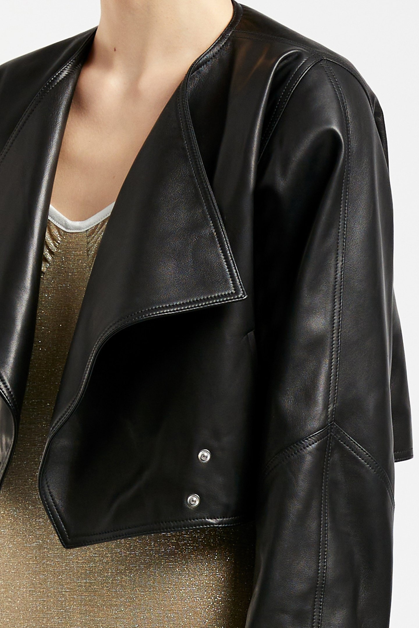 CROPPED LEATHER JACKET BLACK 4