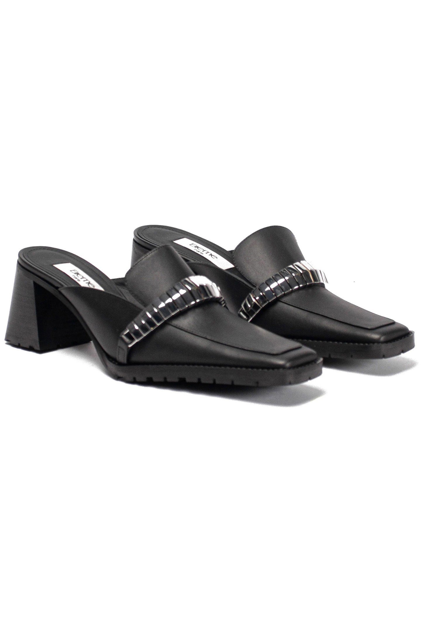 EVA LOAFER MULE LEATHER/METAL BLACK 2