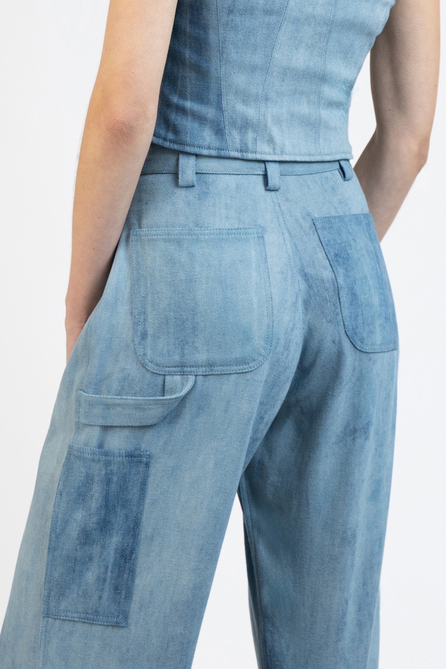DENIM CARGO TROUSERS LIGHT BLUE 4