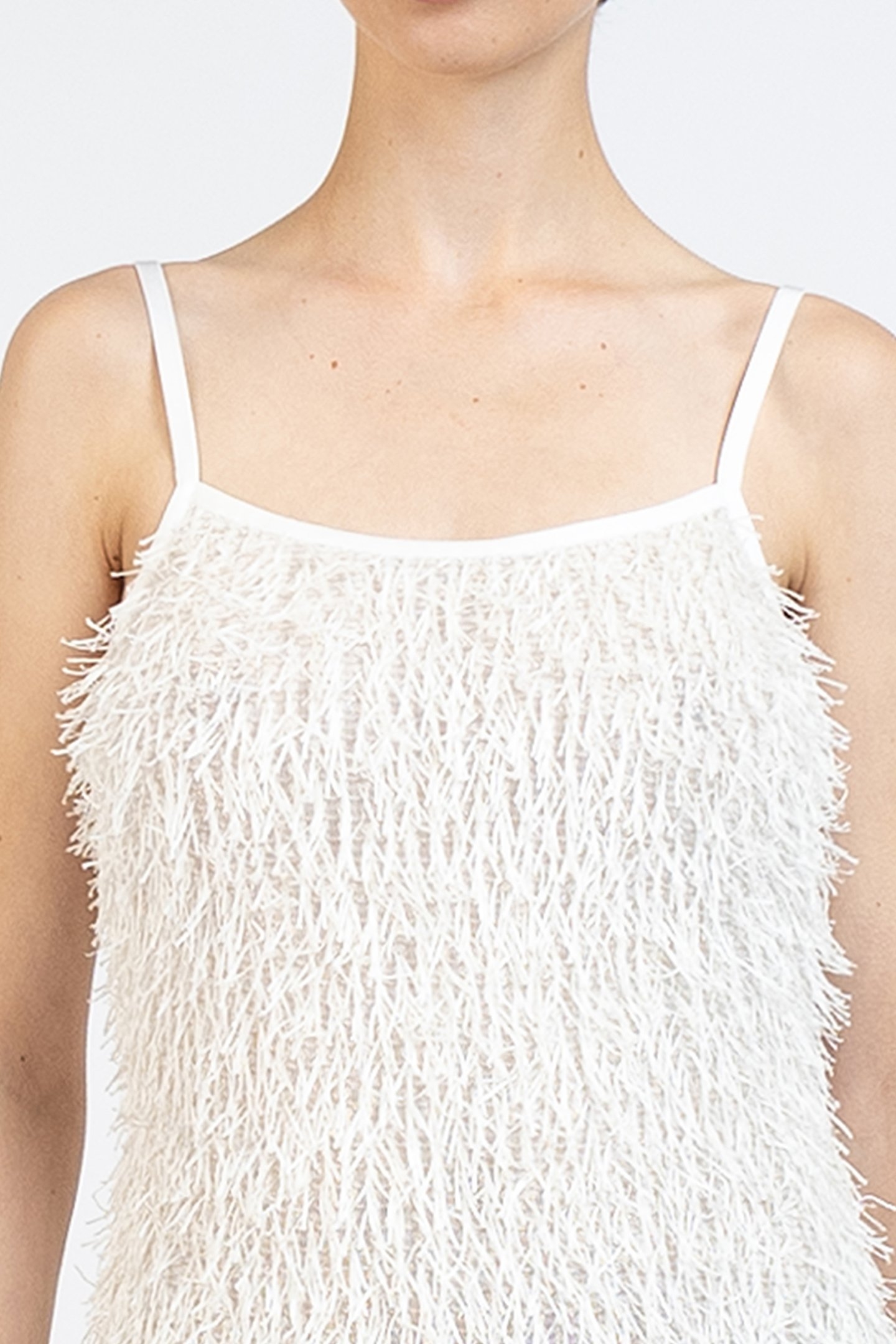 FLUFFY SLEEVELESS DRESS WHITE 4