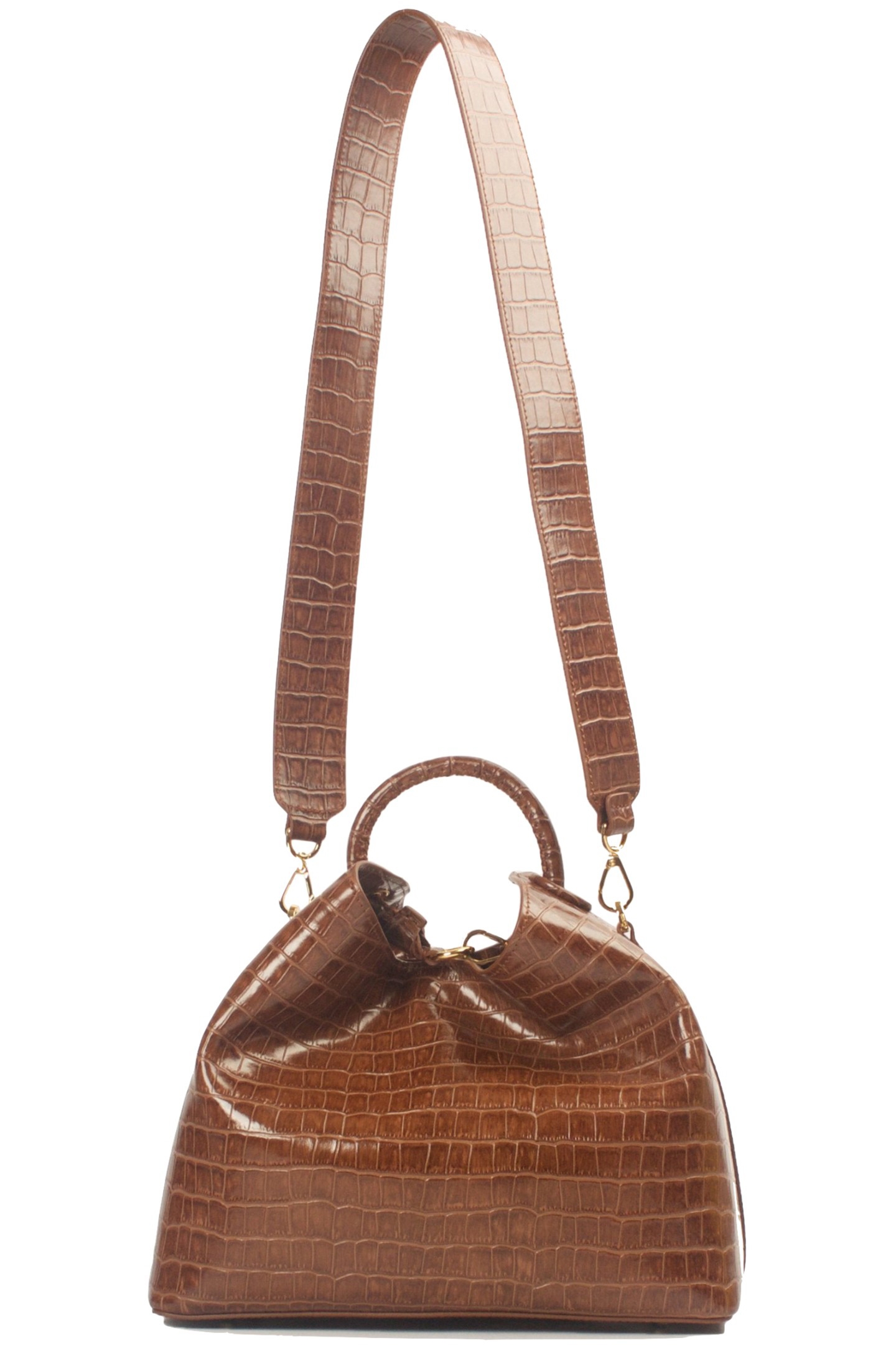 RAISIN CROCO-PRINT EMBOSSED LEATHER COGNAC 2