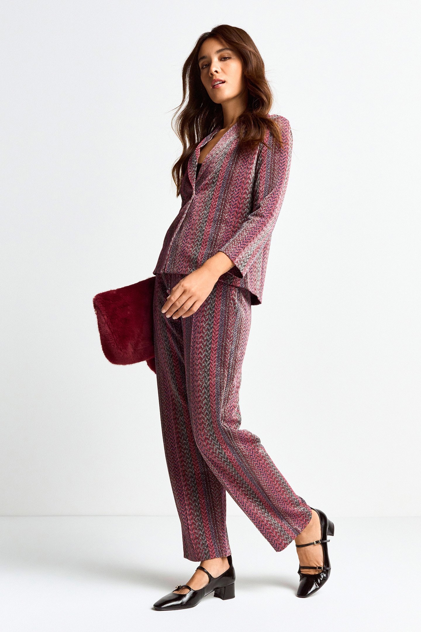 JACQUARD SUIT PANTS RUBY RED 2