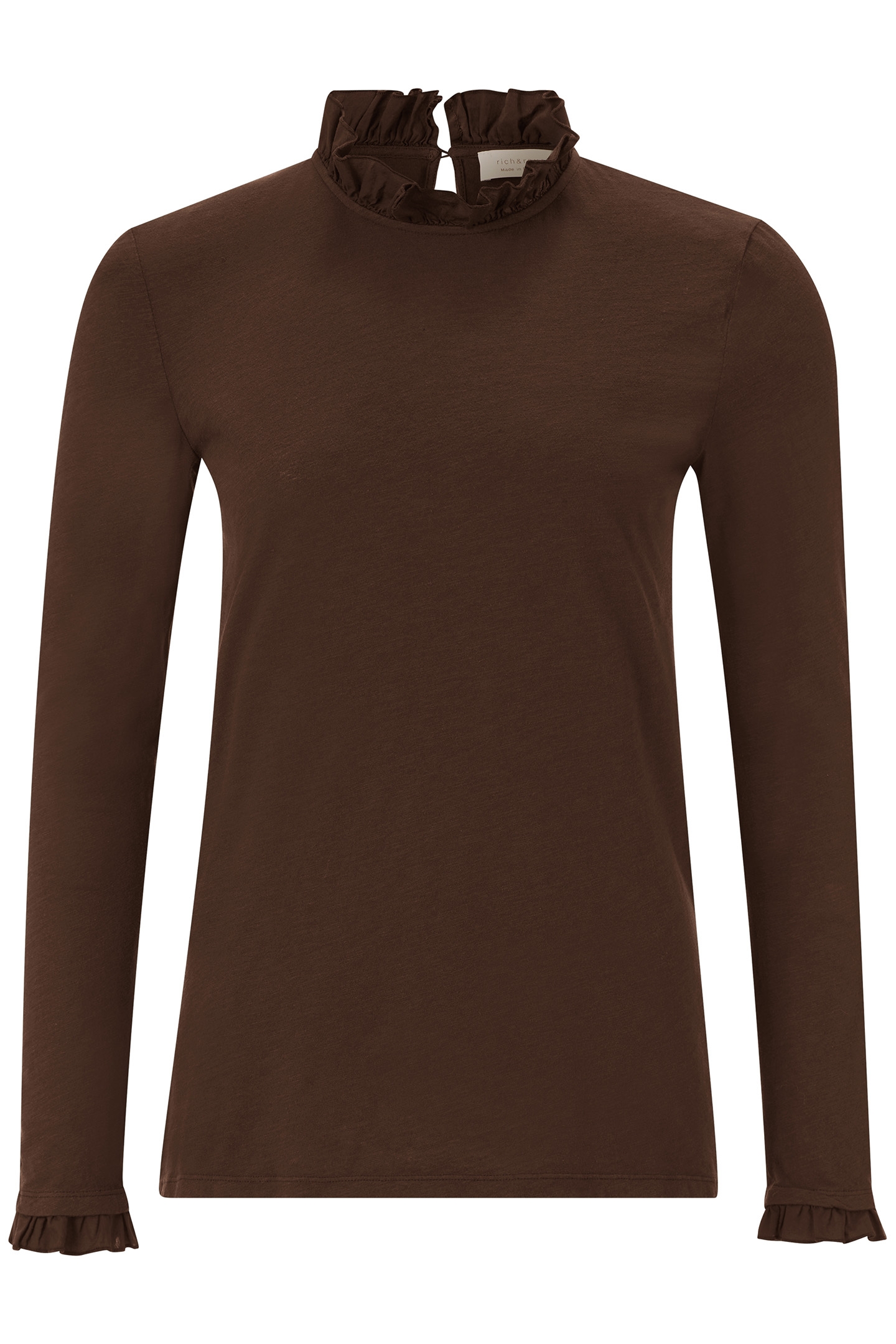 ORGANIC SLUB FRILL LONGSLEEVE ESPRESSO 1