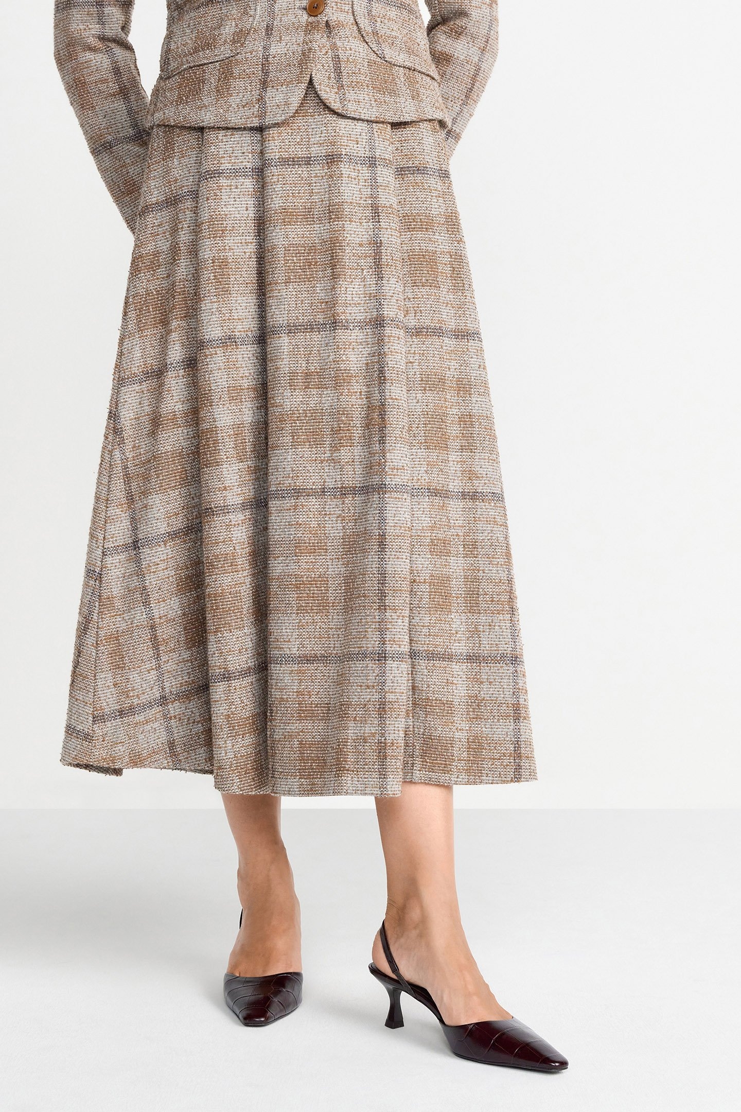 MIDI JACQUARD SKIRT CARAMEL SPICE 1