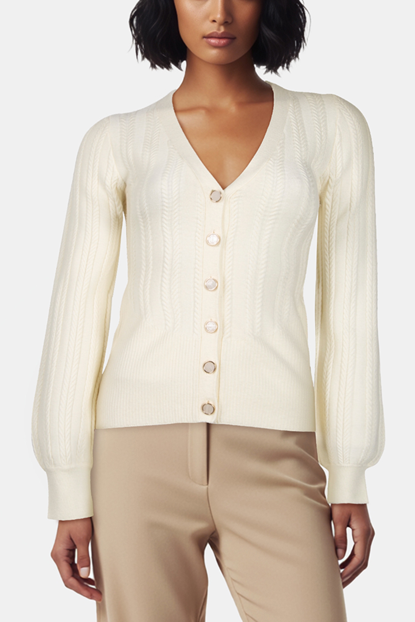 LIVIA LS VN CARDI SW CREAM WHITE 1