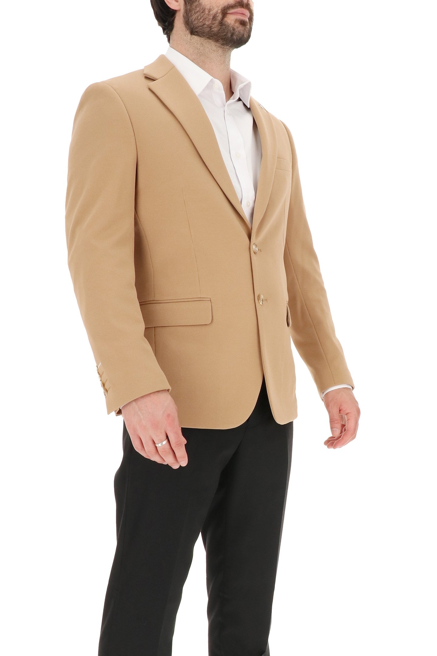 2 BUTTON JACKET TEXTURED KNIT CAMEL 4