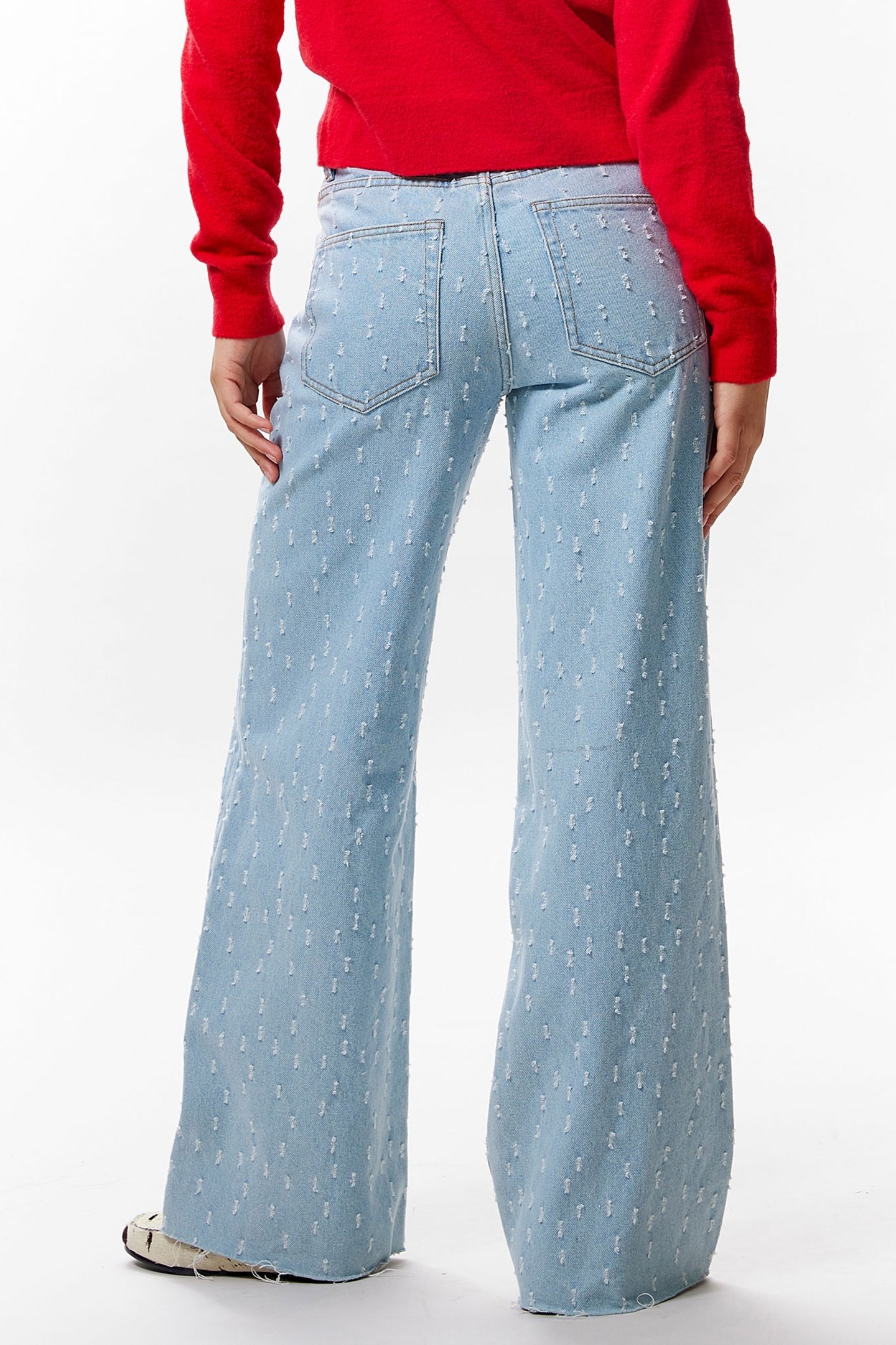LOOSE FIT JEANS WITH TEXTURED FABRIC BLUE 2