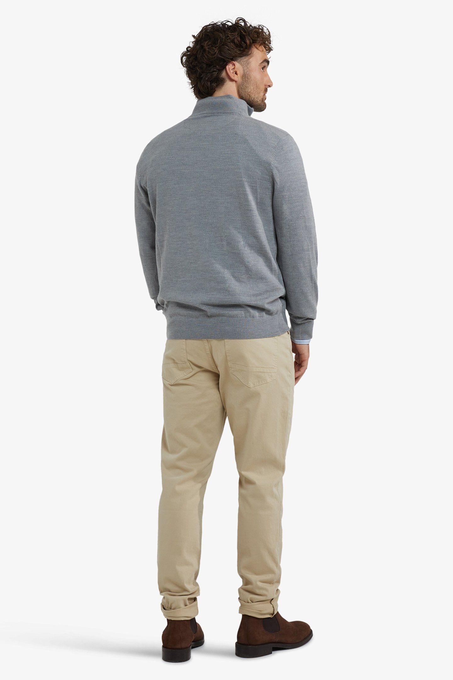 FINE MERINO ZIP MOCK SWEATER MEDIUM GREY MELANGE 3