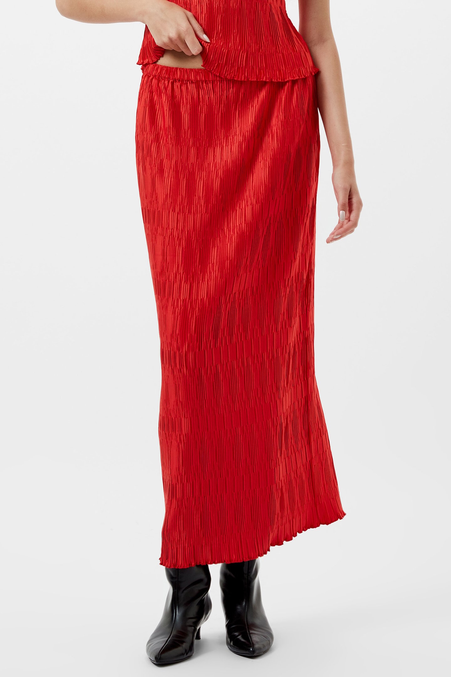 MOIRA PLEATED SKIRT SCARLET RED 1