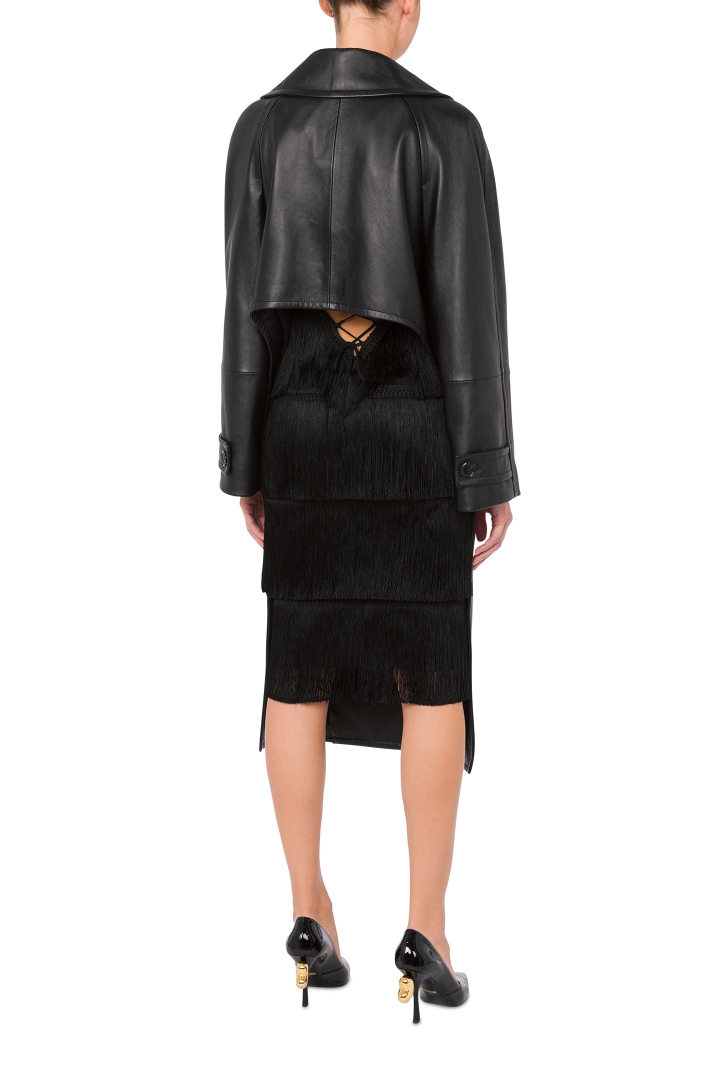 ASYMMETRICAL NAPPA LEATHER COAT BLACK 2