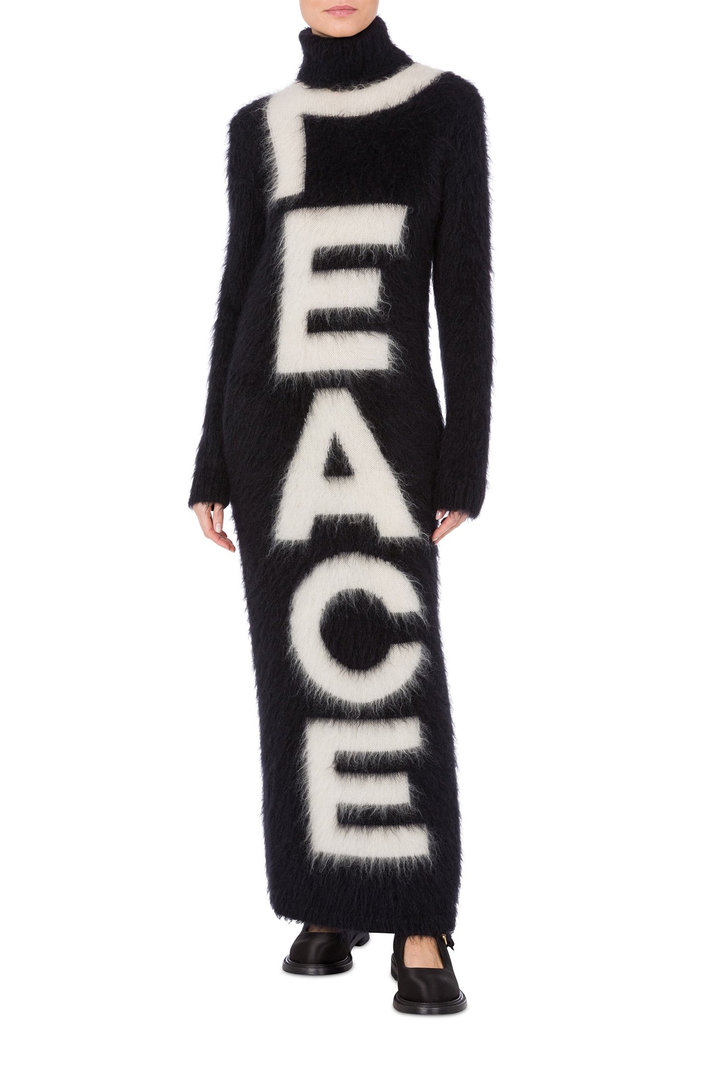 PEACE BRUSHED MOHAIR DRESS BLACK 1