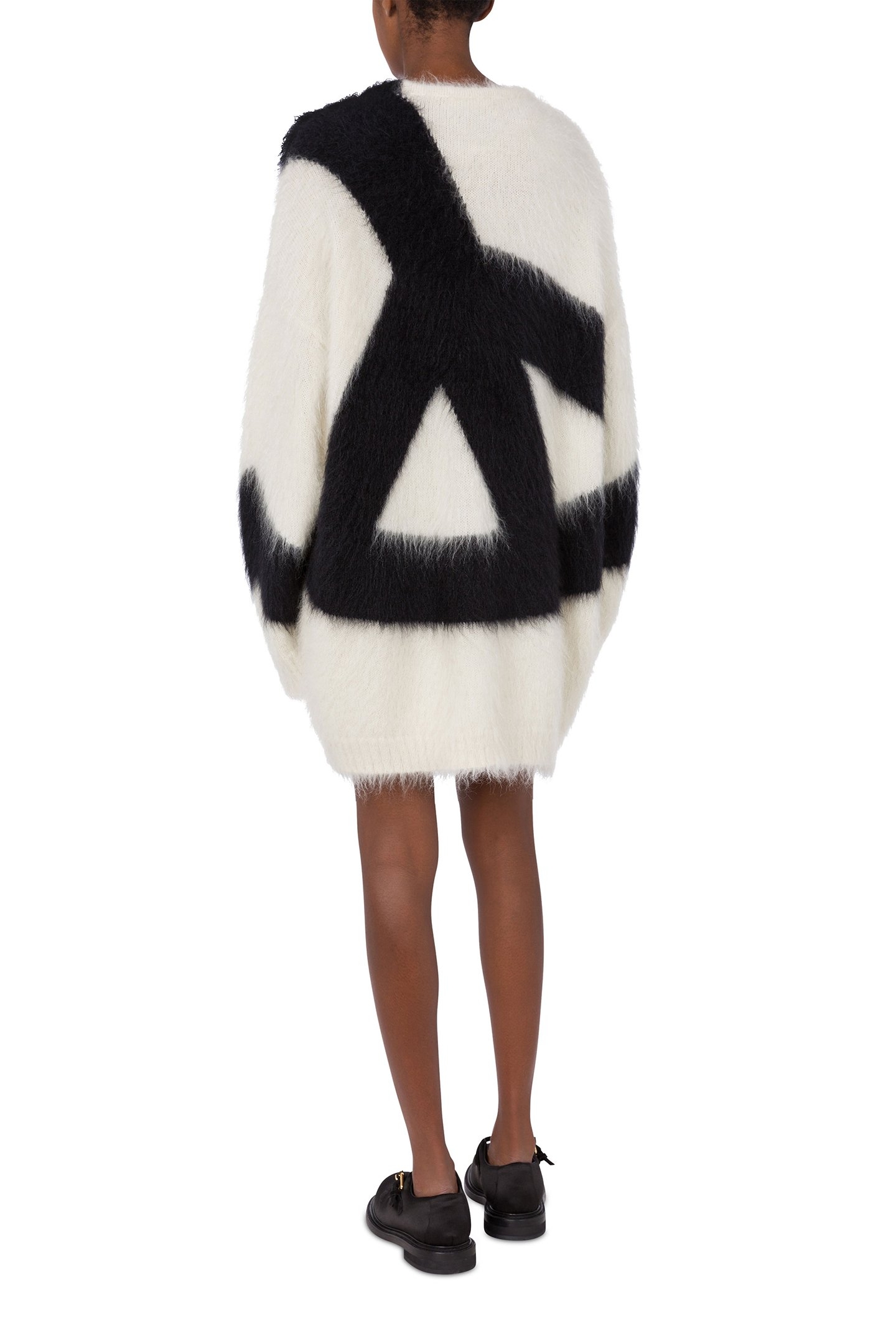 PEACE SYMBOL BRUSHED MOHAIR DRESS WHITE 2