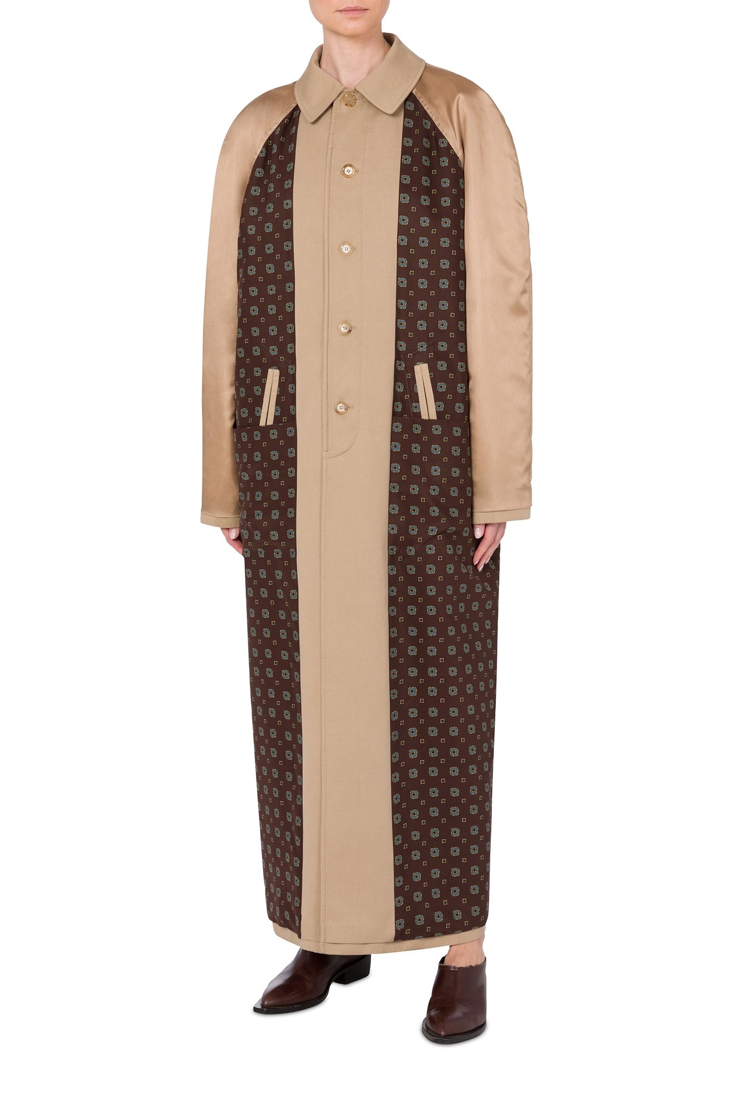 REVERSIBLE TRENCH COAT IN GABARDINE AND SATIN BEIGE 1
