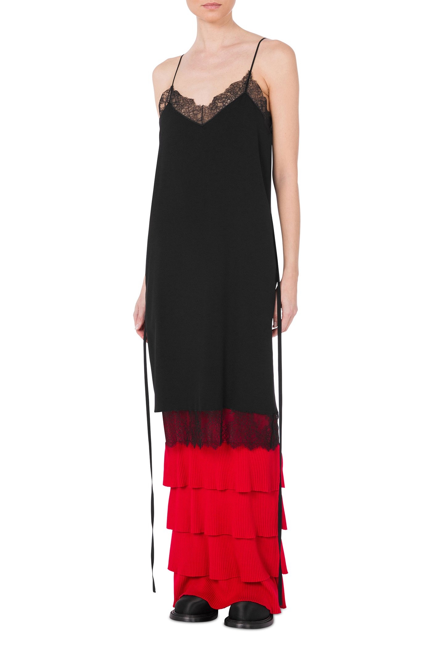 RUFFLES MANIA ENVER SATIN DRESS BLACK 1