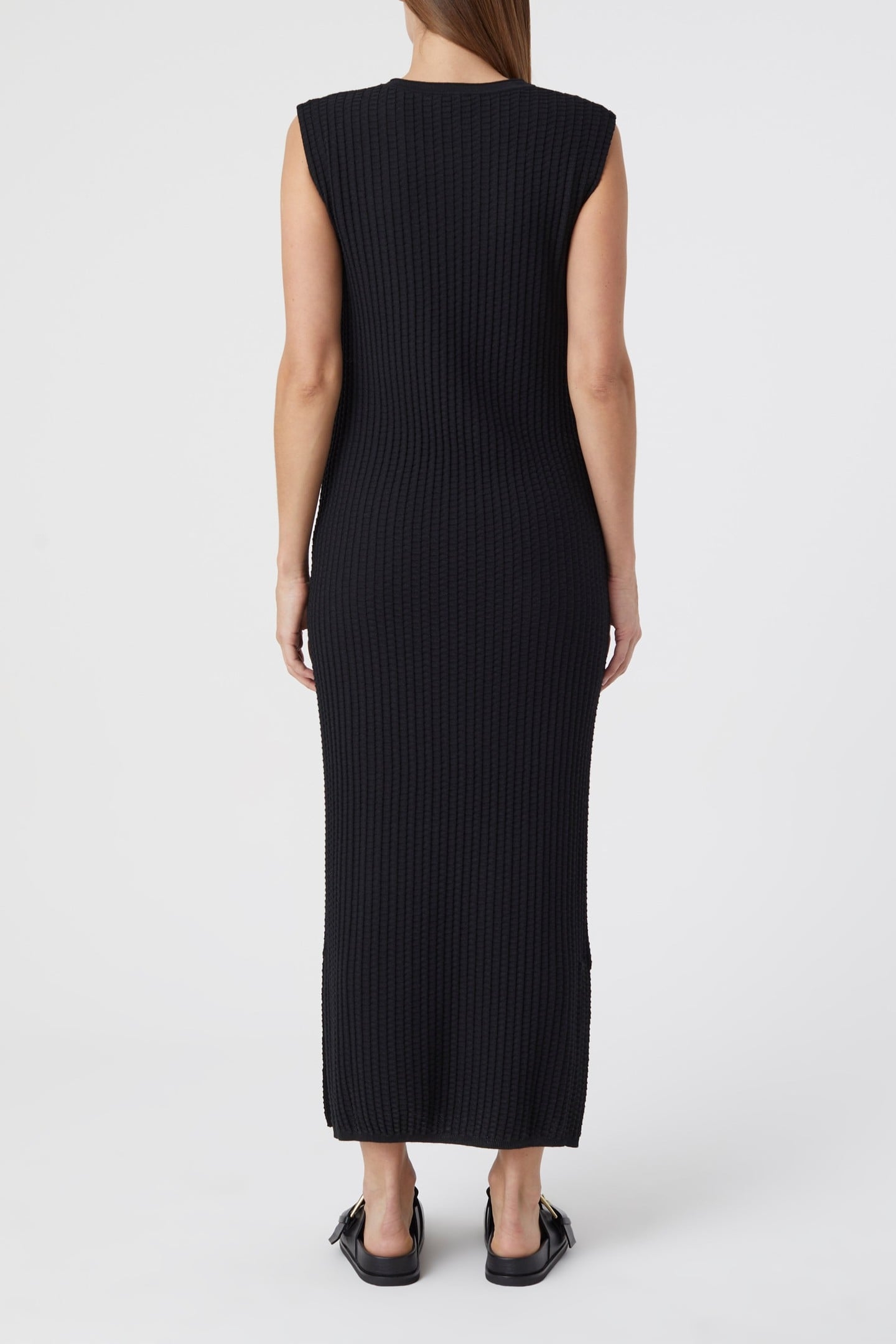 KNIT DRESS SLEEVELESS DRESSES BLACK 3