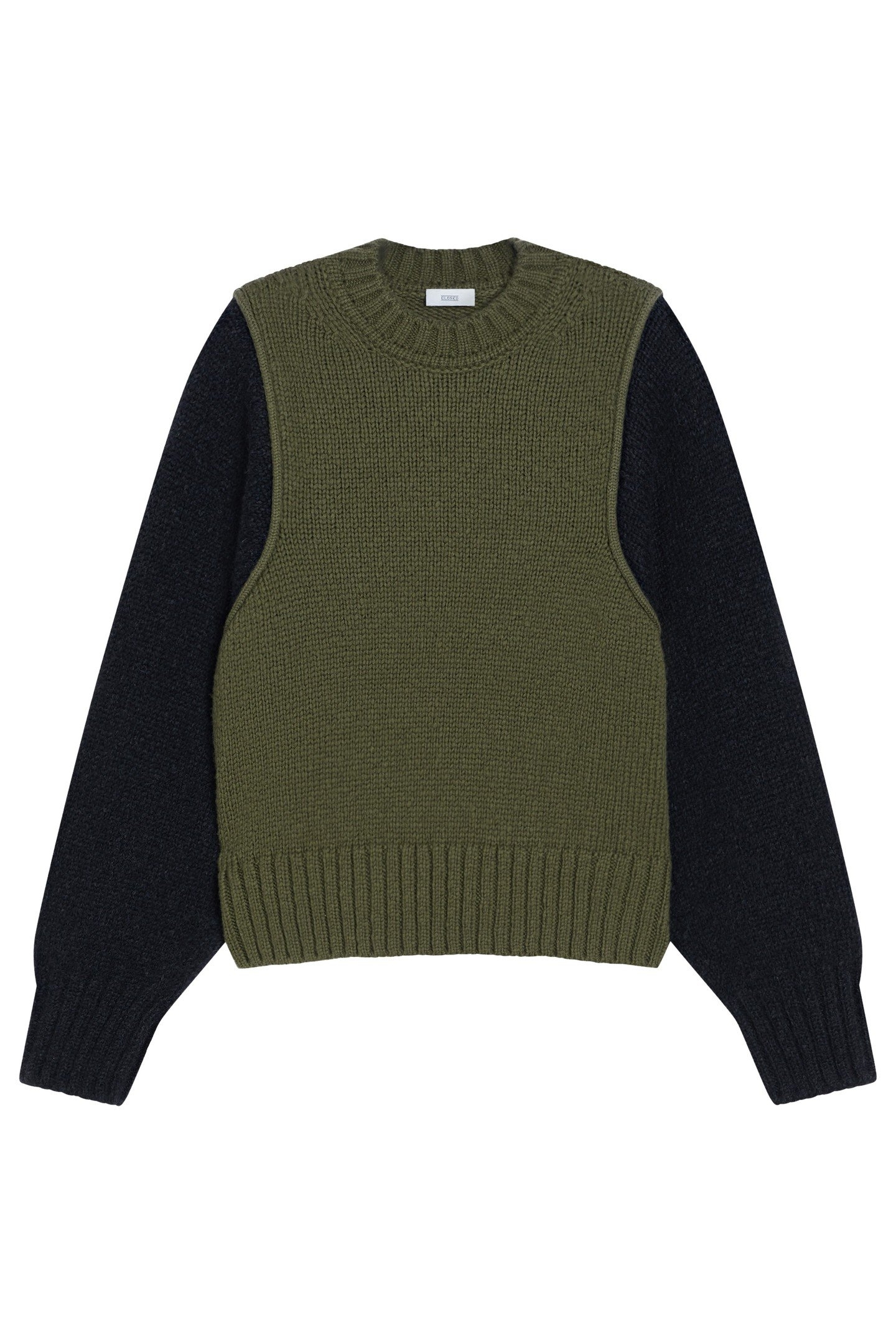 CREW NECK LONG SLEEVE KNITS INDUSTRIAL GREEN 1
