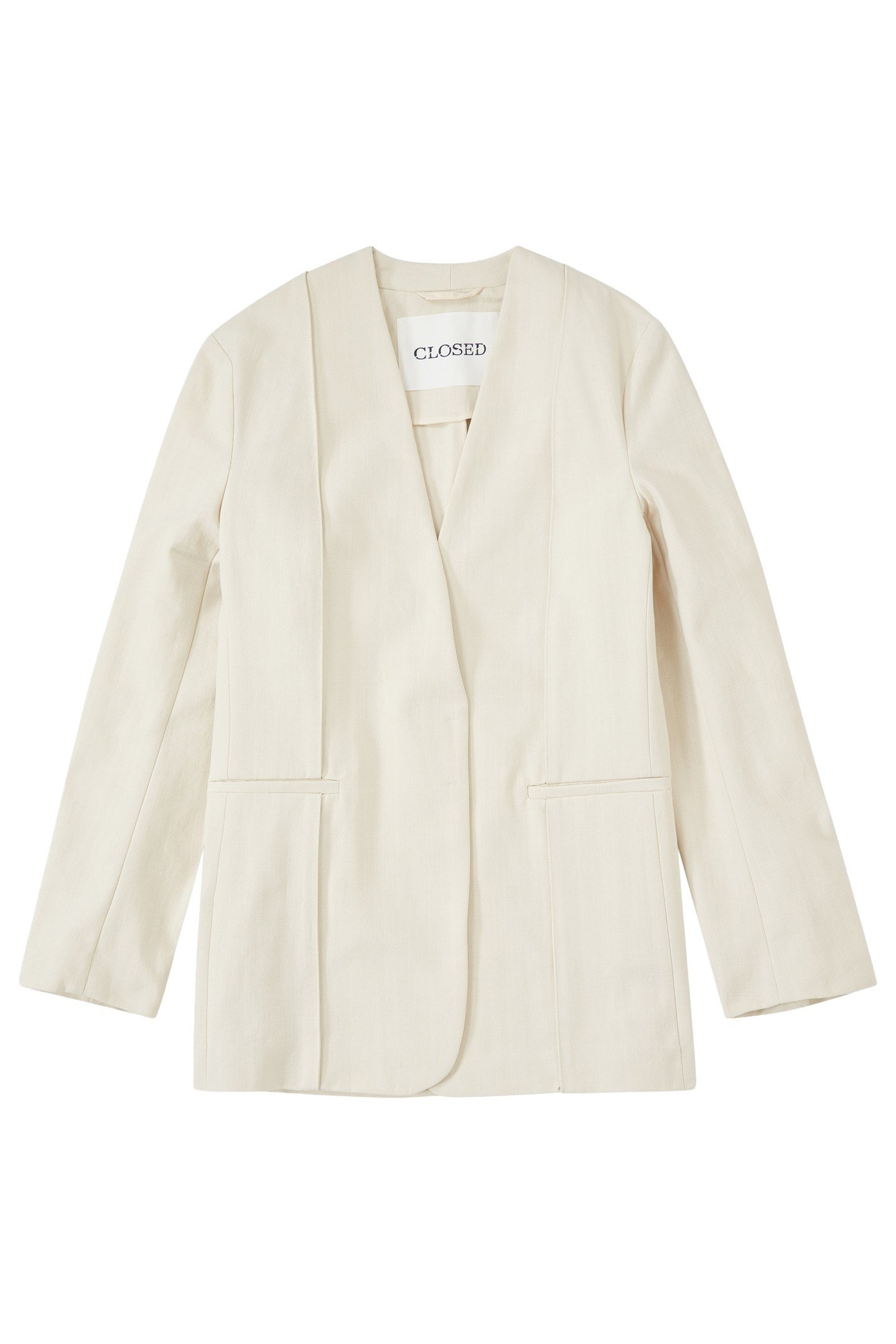 COLLARLESS BLAZER IVORY 1