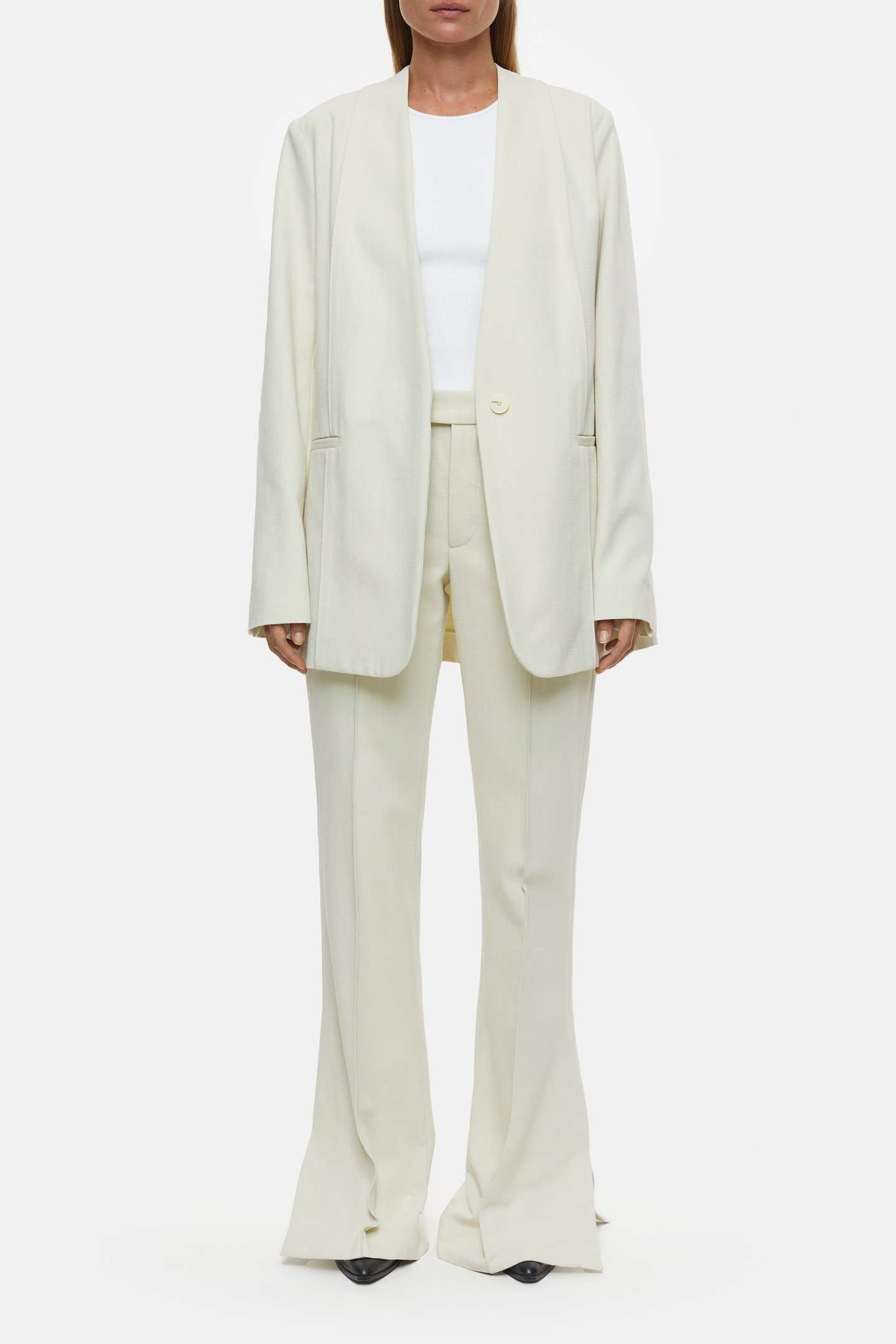 COLLARLESS BLAZER IVORY 3