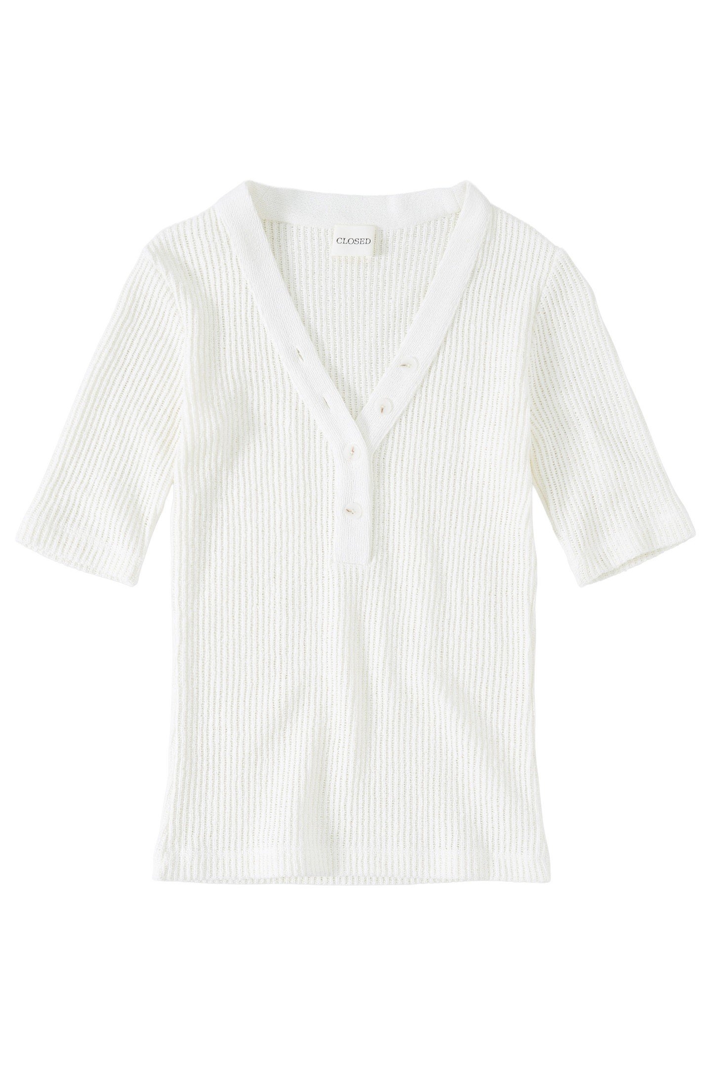 HALF PLACKET V NECK T-SHIRTS IVORY 4