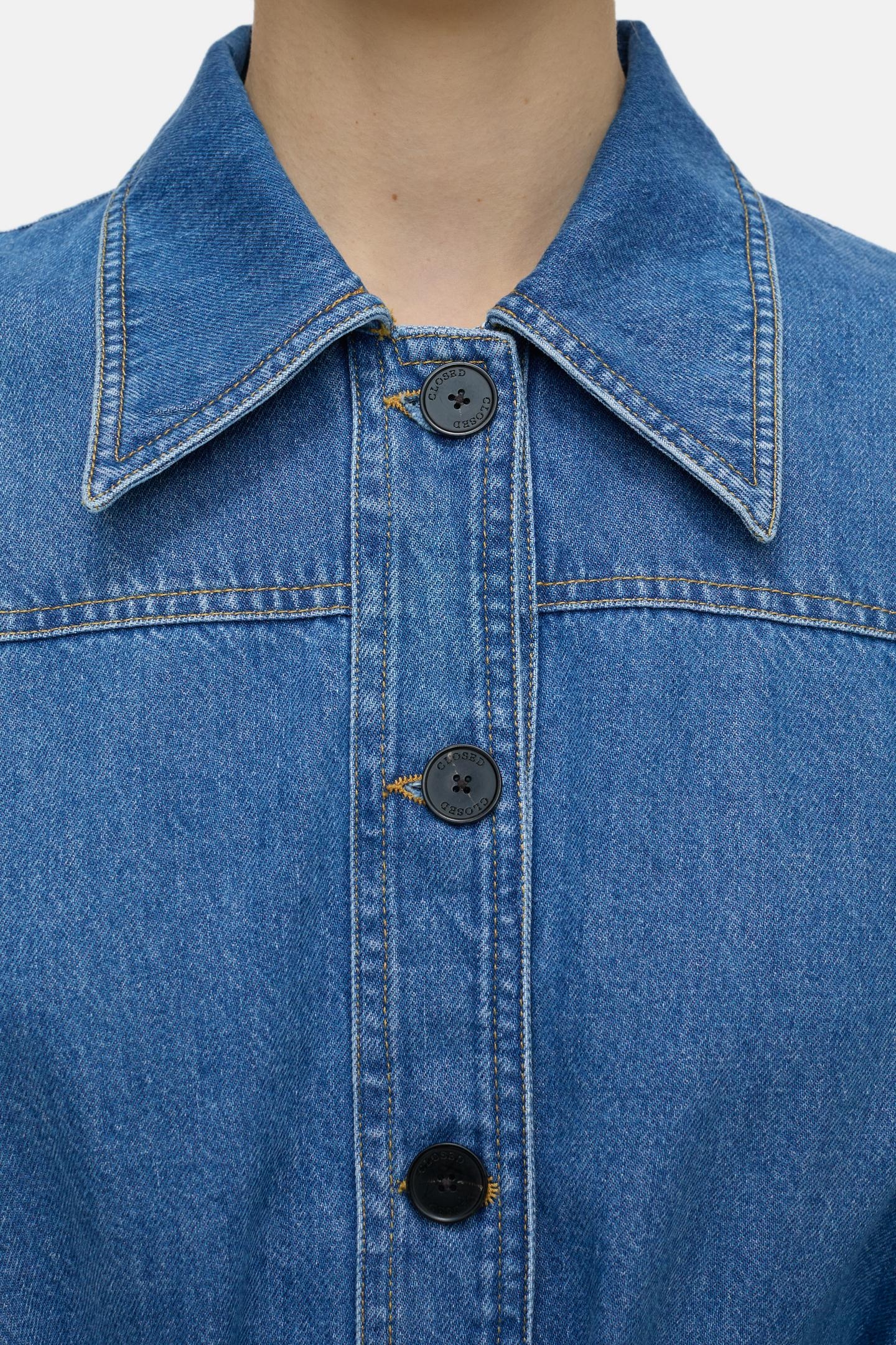 LONG BELTED DRESS MID BLUE 5