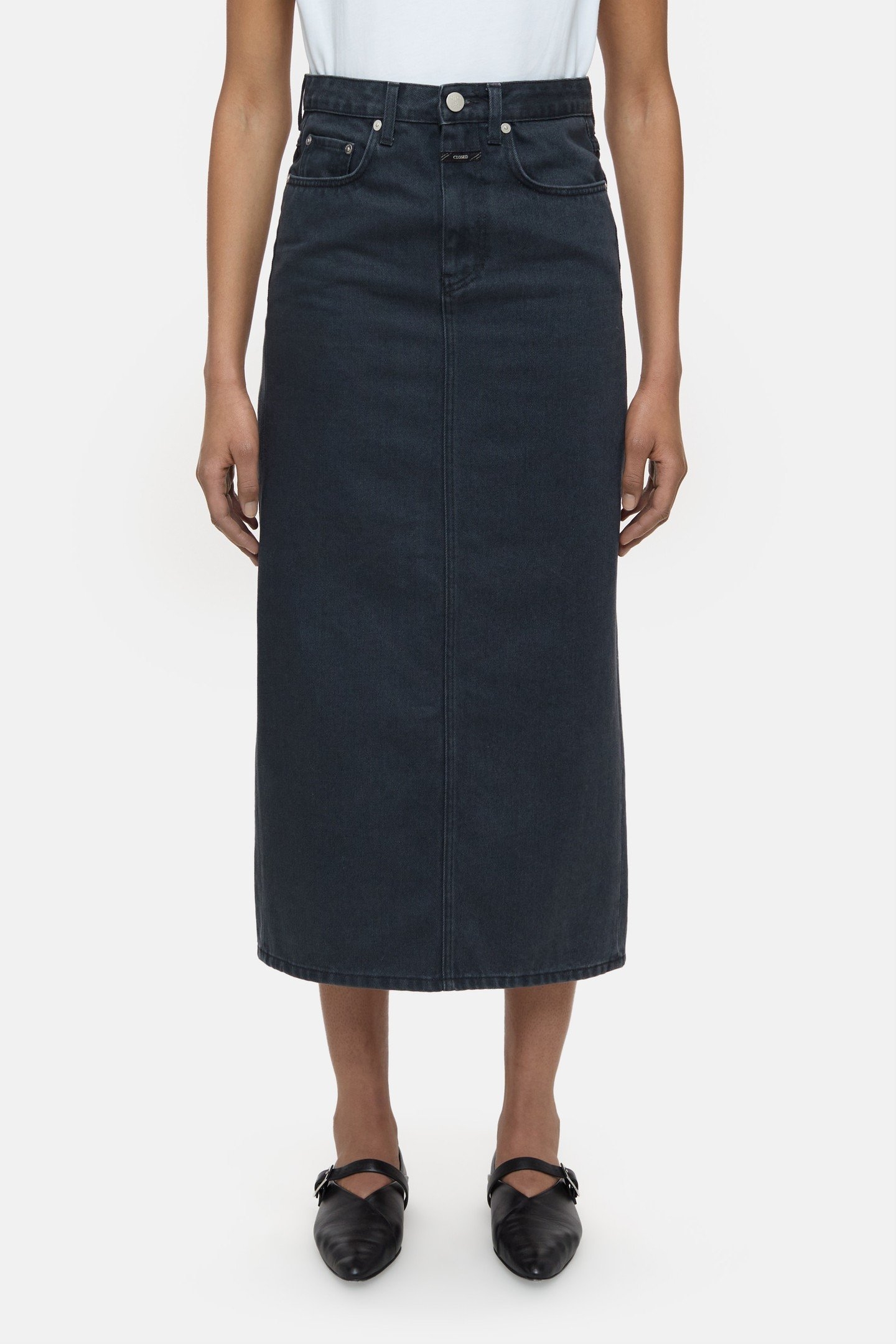 SLIM 5-POCKET SKIRT DARK GREY 1