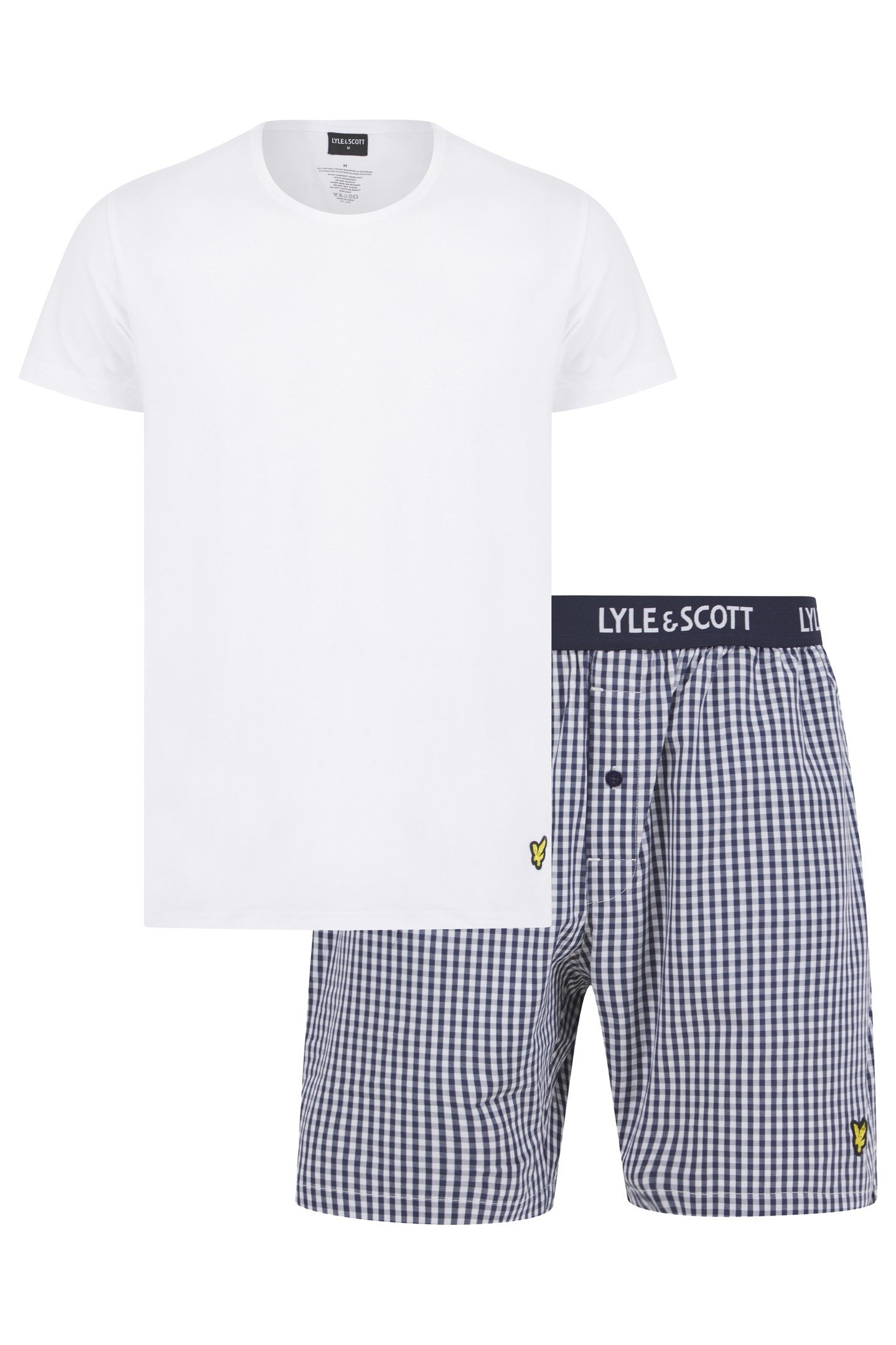 KYLE SHORT SLEEVE TEE AND WOVEN SHORT SLEEP SET BRIGHT WHITE 1