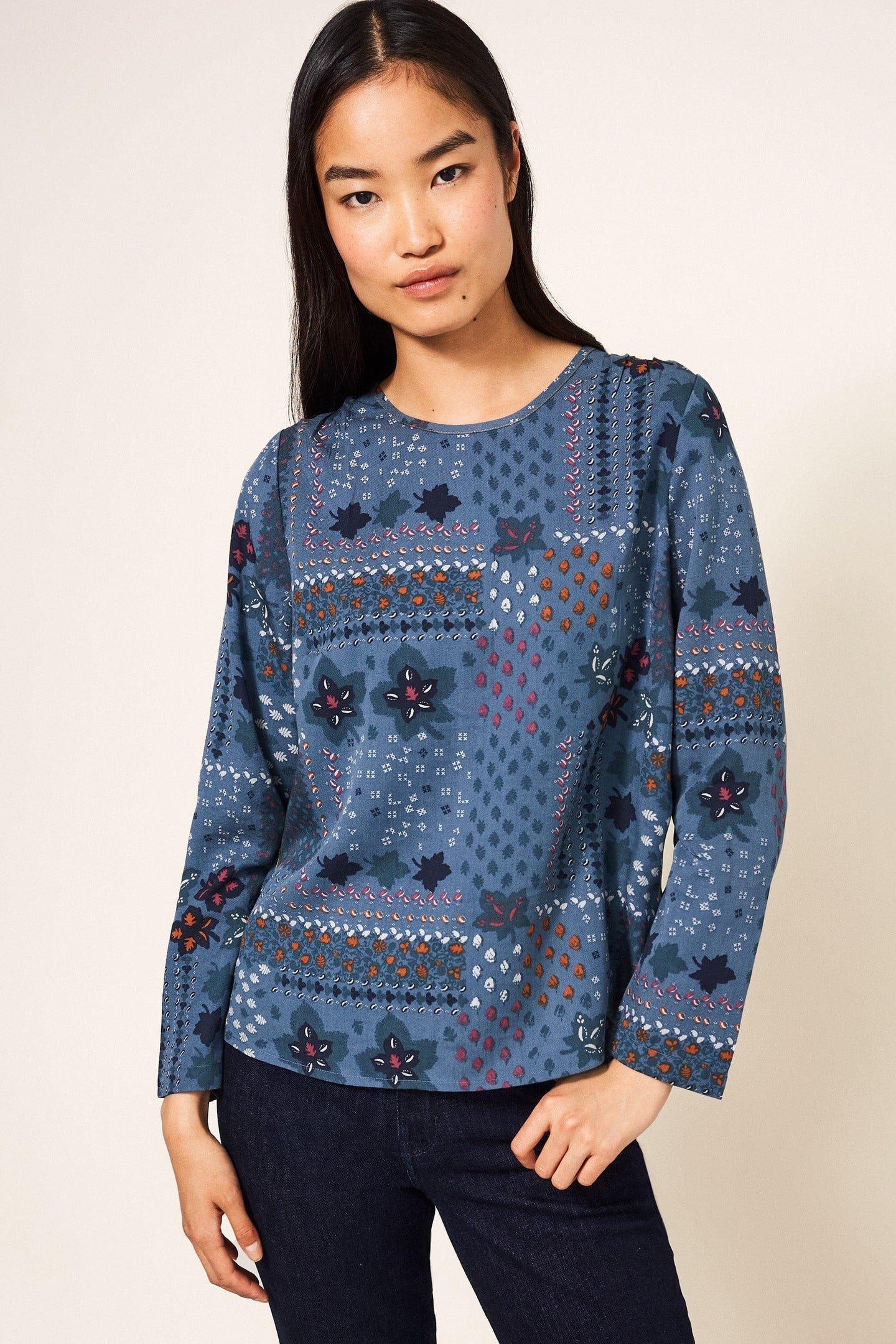 PIPER TENCEL TOP BLUE MULTI 1