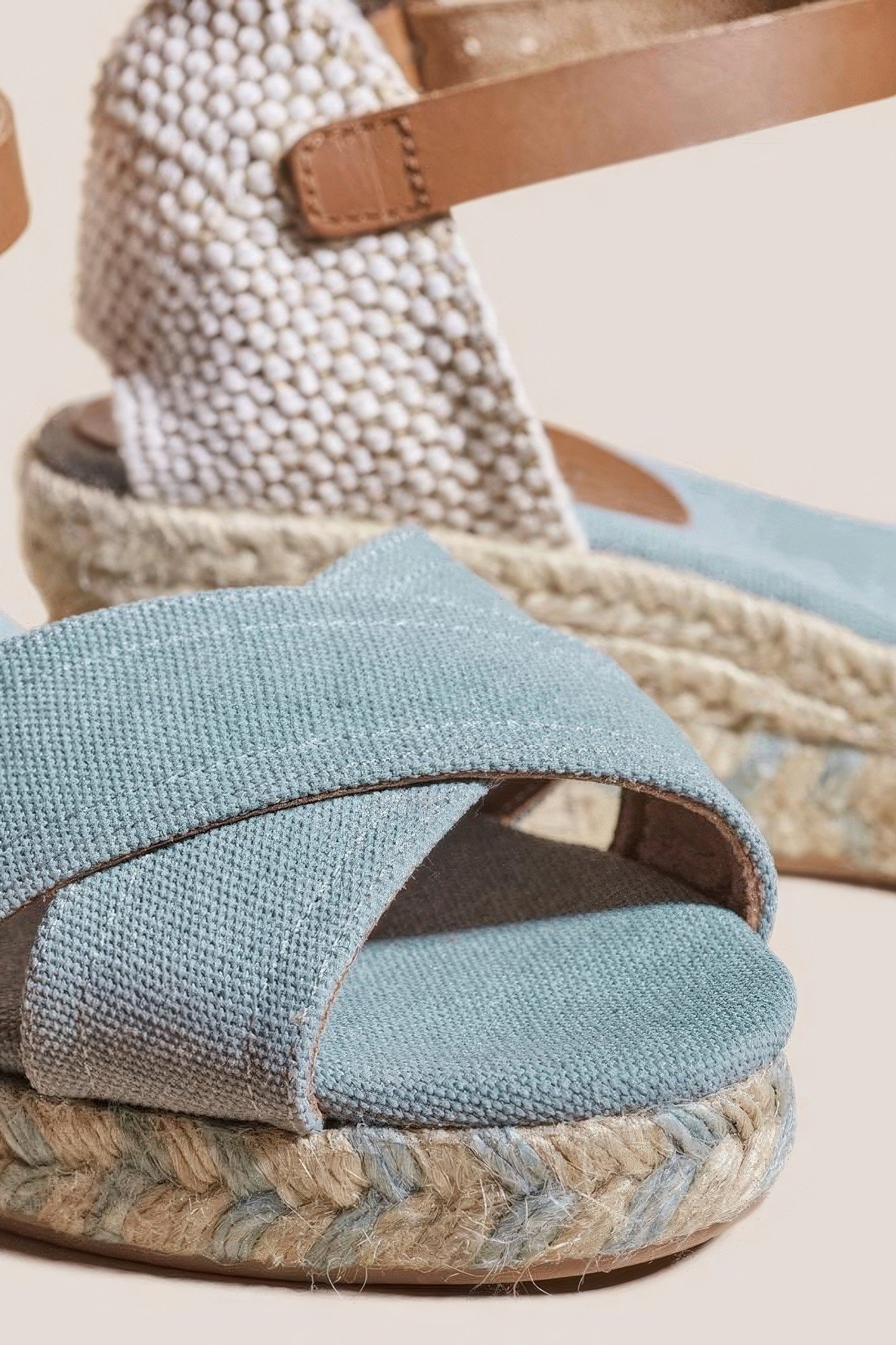 ESPADRILLE CANVAS OPEN WEDGE CHAMBRAY BLUE 7