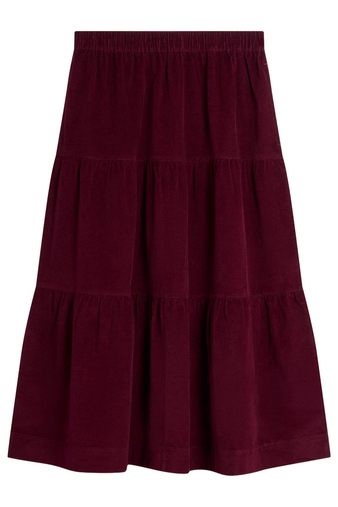 JADE TIERED CORD SKIRT DARK PLUM 1