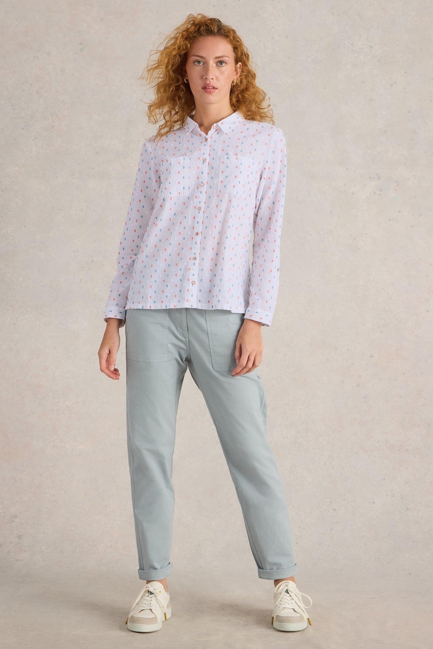 SOPHIE ORGANIC COTTON SHIRT IVORY MULTI 1