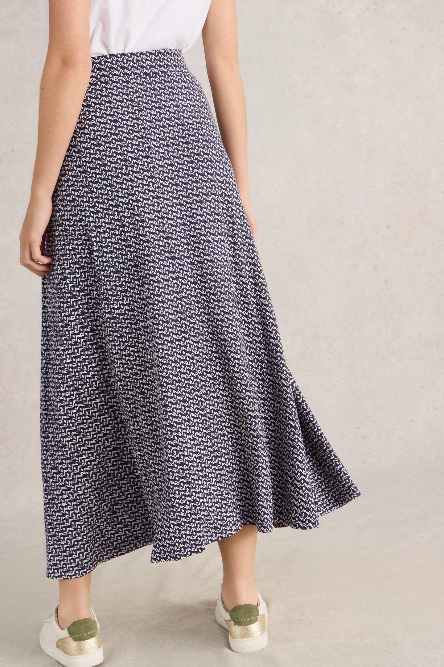 JADA JERSEY MAXI SKIRT NAVY PRINT 2
