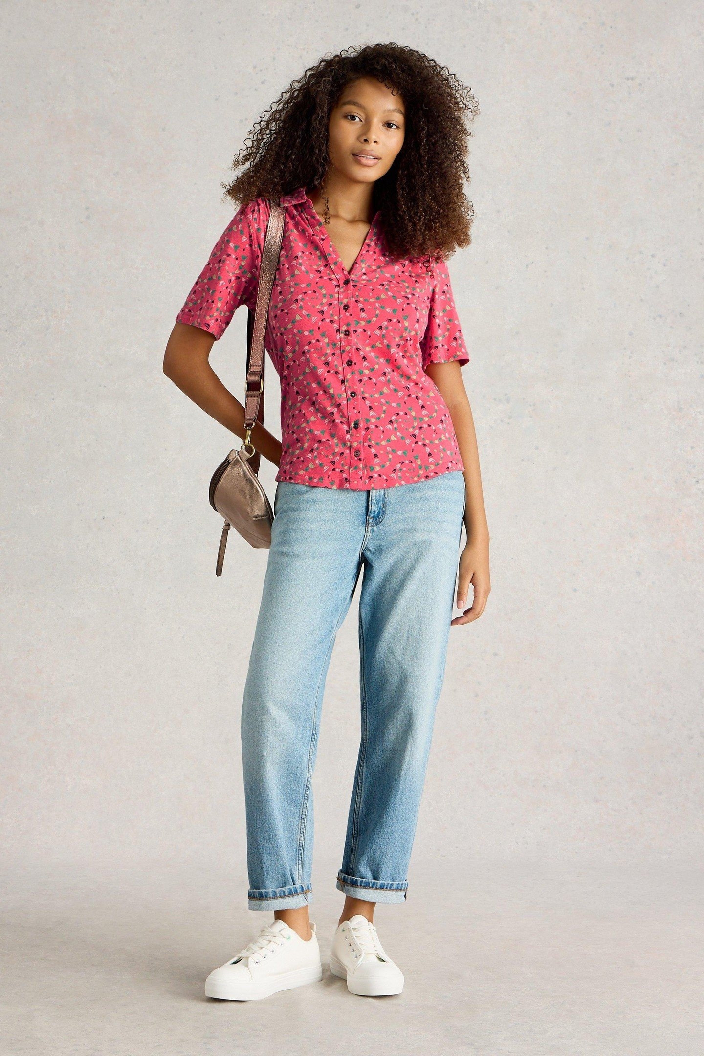ANNIE SS JERSEY SHIRT CORAL PRINT 1