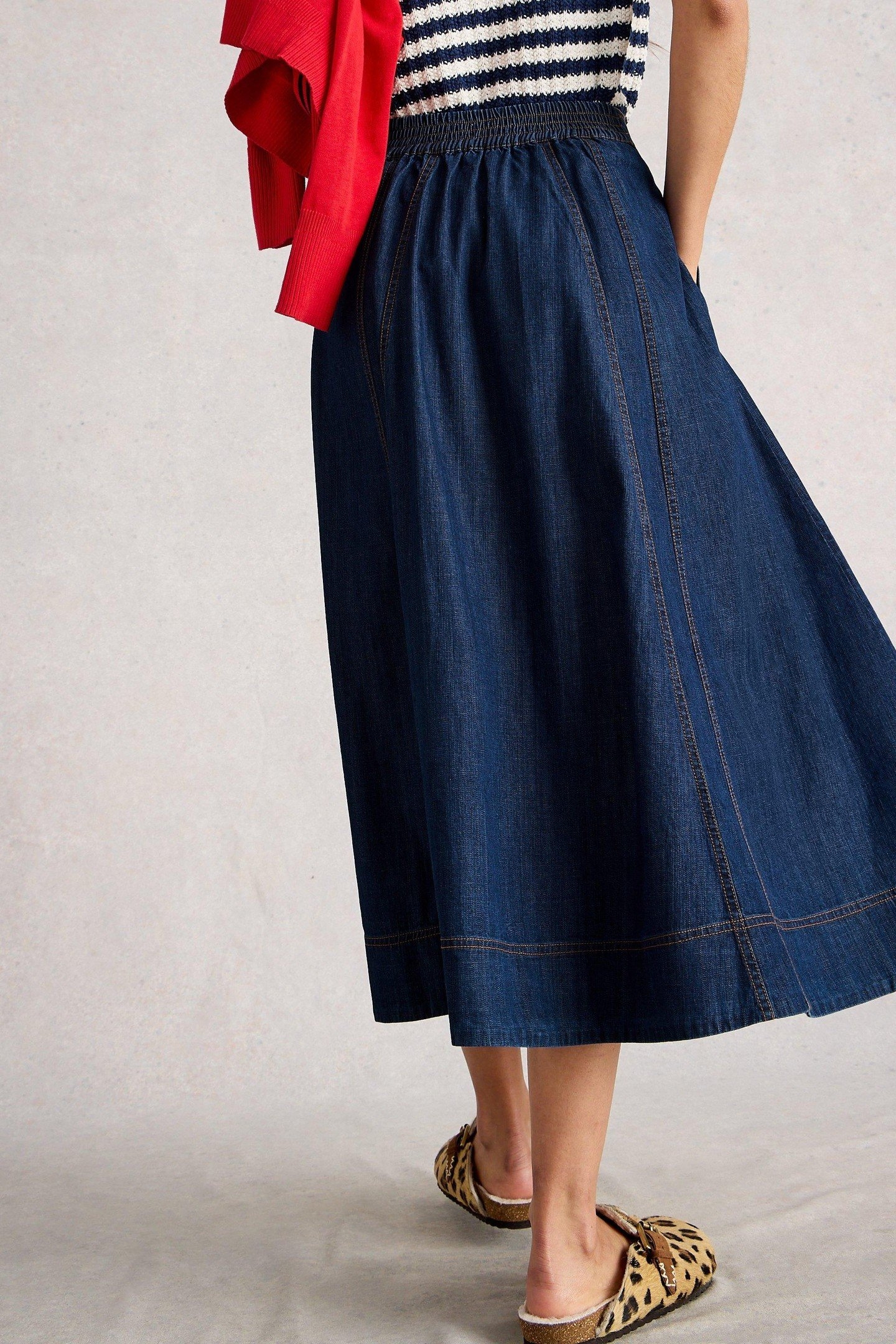 LEO DENIM MIDI SKIRT DARK DENIM 2