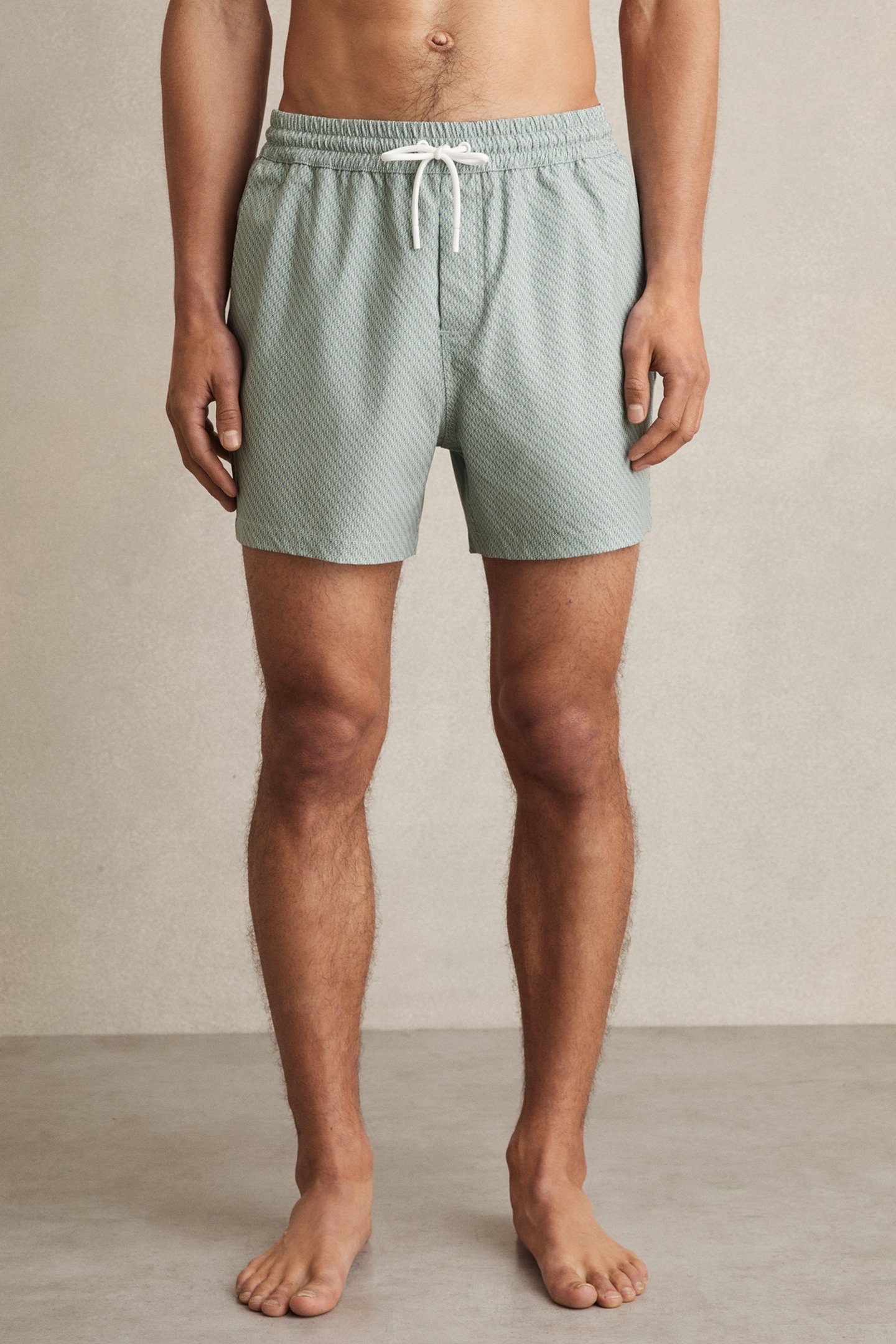 DRAWSTRING GEOMETRIC PRINTED SWIMSHORT PISTACHIO GREEN 1