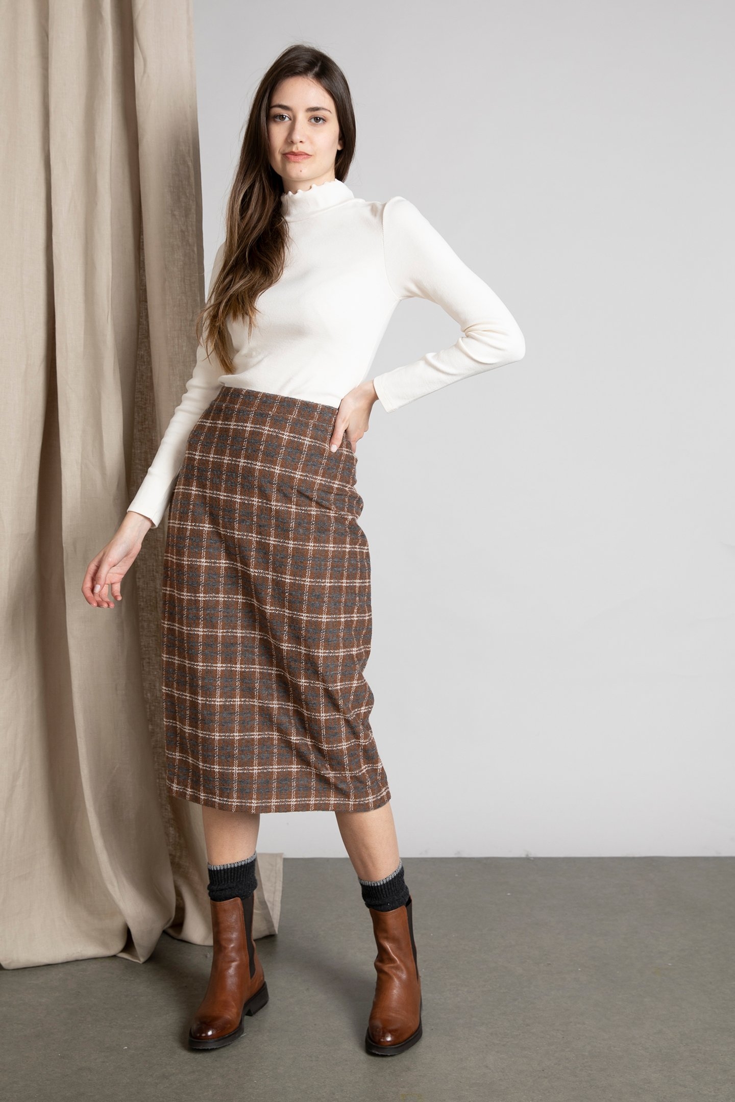 SKIRT CARREAUX BROWN 1