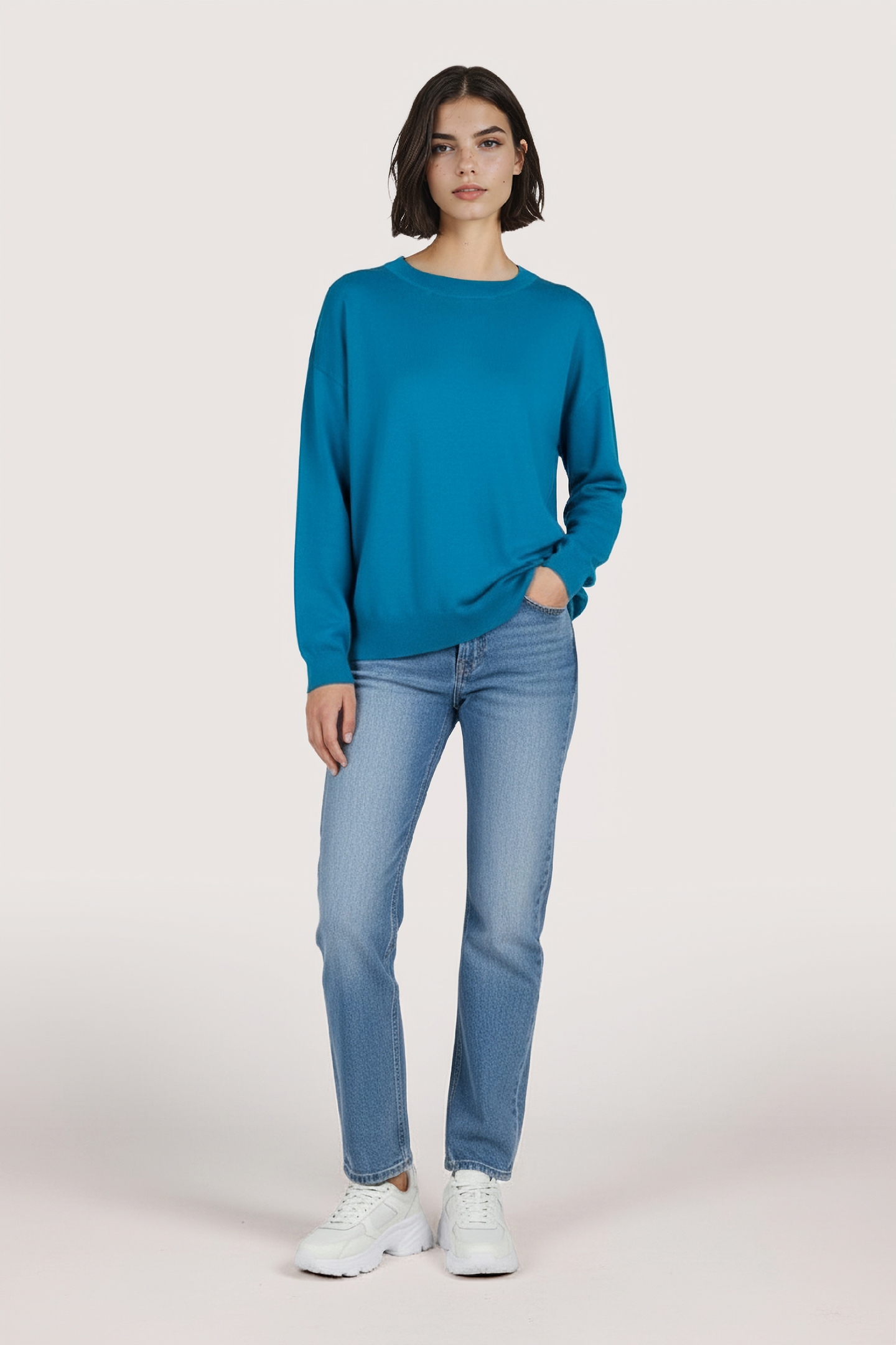 SWEATER BOXY BASIC KNIT PETROL 2